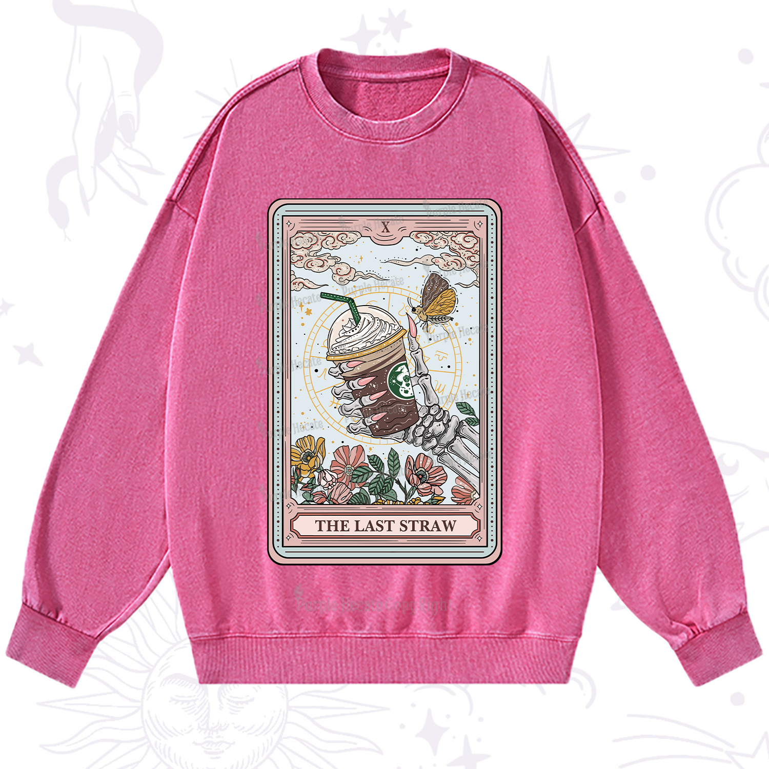 Purplehecate The Last Straw Tarot Washed Sweatshirt