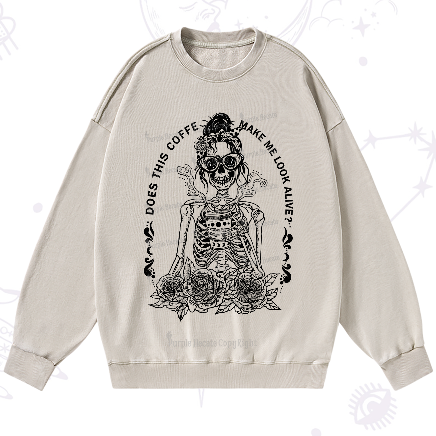 Purplehecate Does This Coffee Make Me Look Alive Washed Sweatshirt