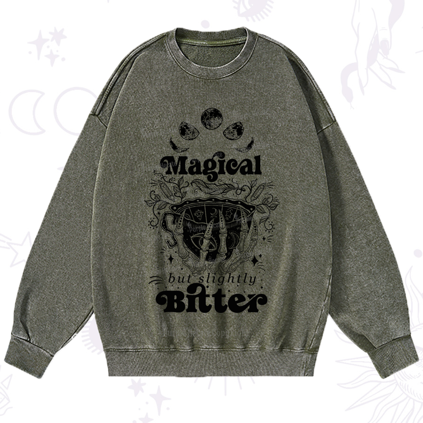 Purplehecate Magical But Slightly Bitter Washed Sweatshirt