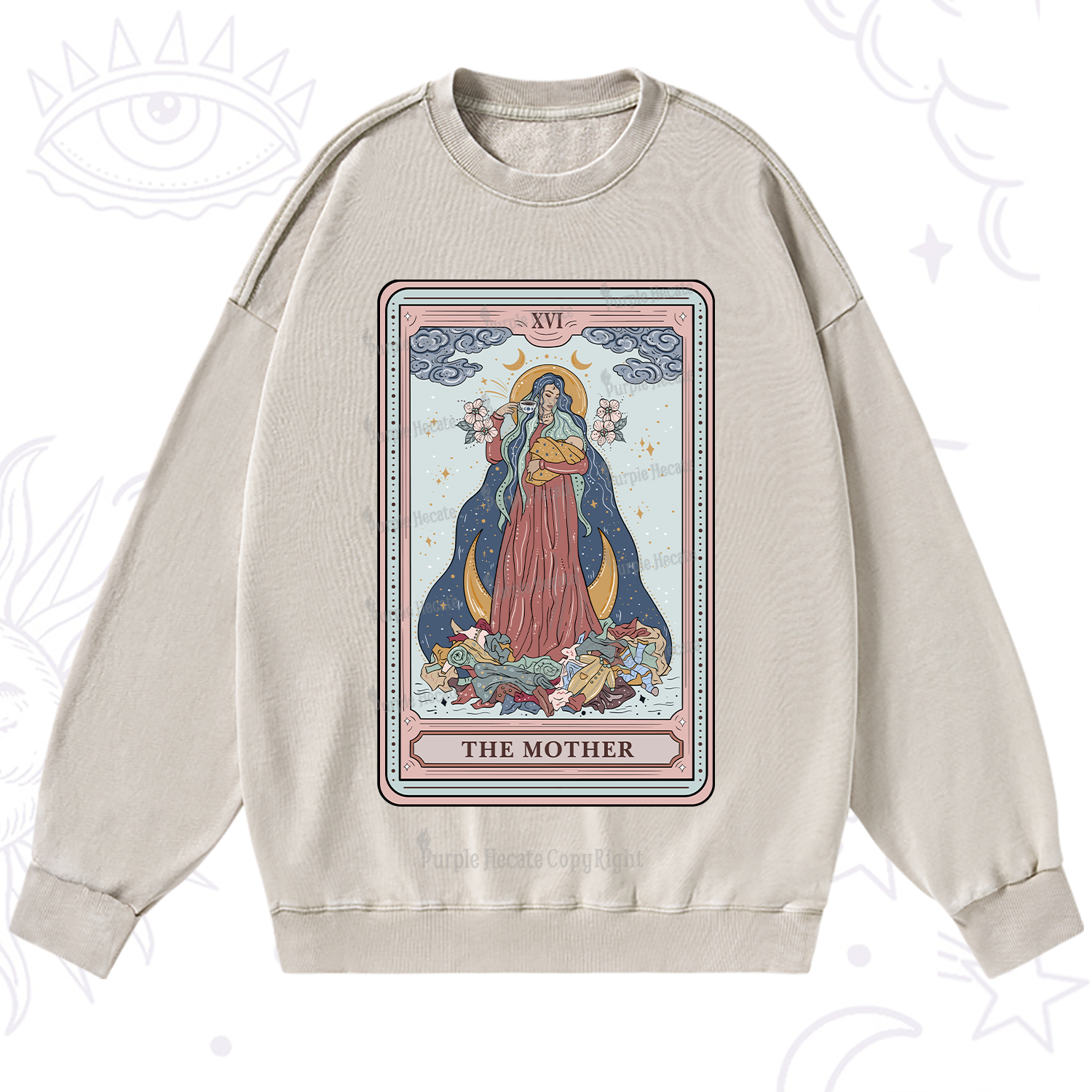 Purplehecate The Mother Tarot Washed Sweatshirt