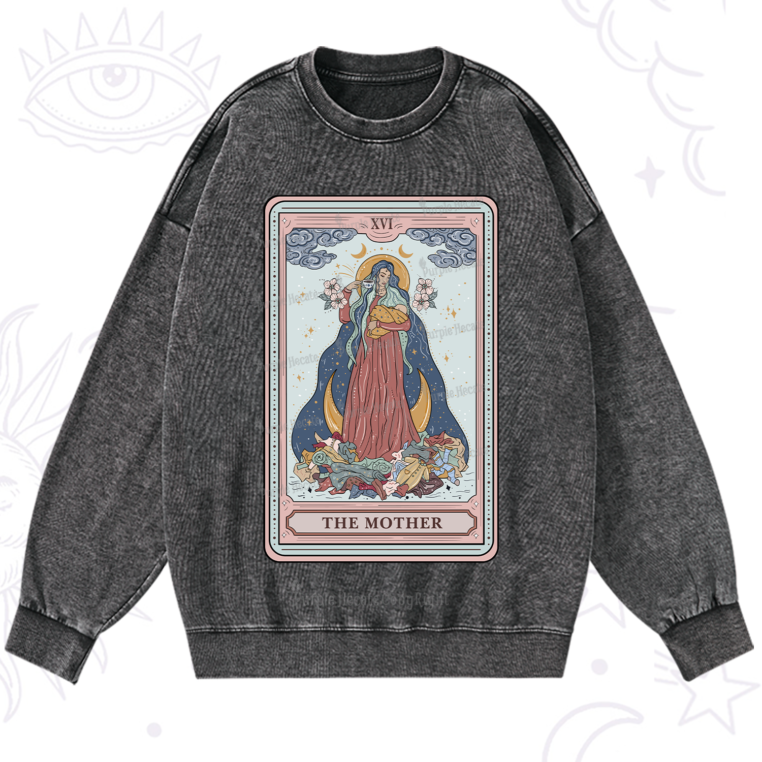 Purplehecate The Mother Tarot Washed Sweatshirt