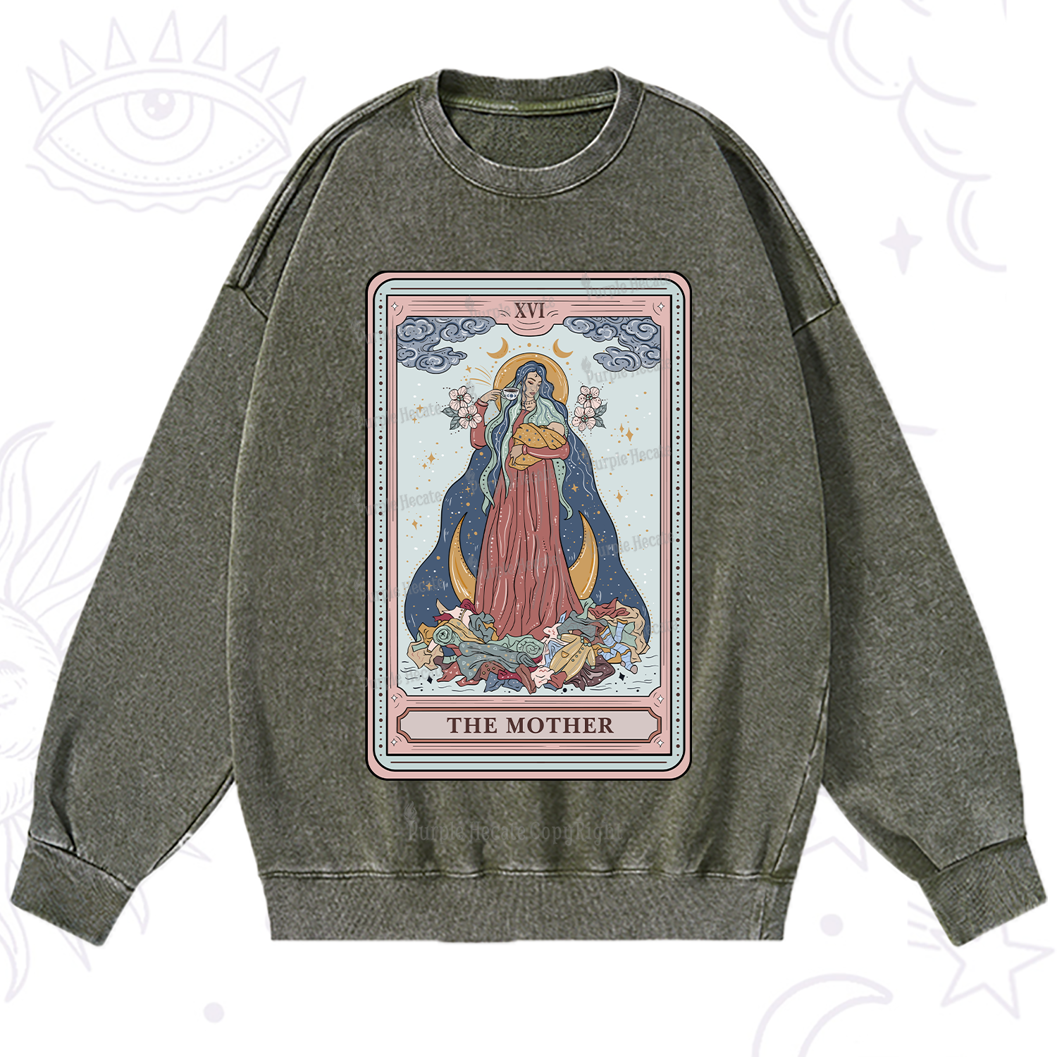 Purplehecate The Mother Tarot Washed Sweatshirt