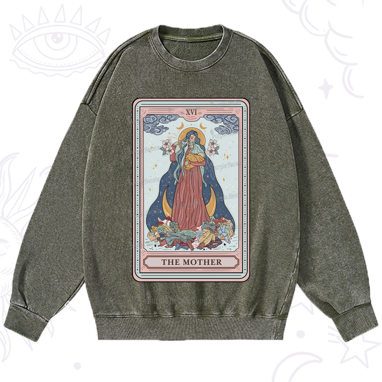 Purplehecate The Mother Tarot Washed Sweatshirt