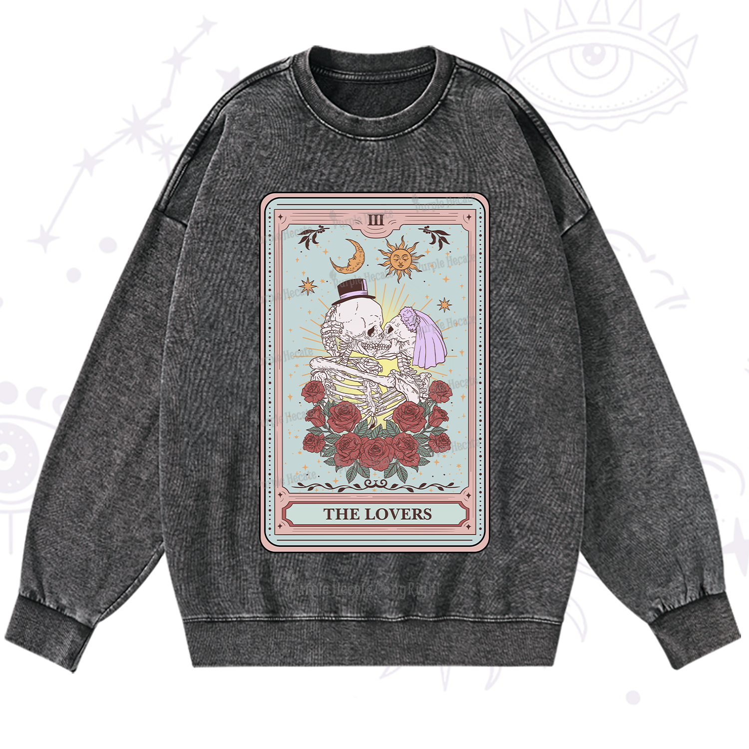 Purplehecate The Lovers Tarot Washed Sweatshirt