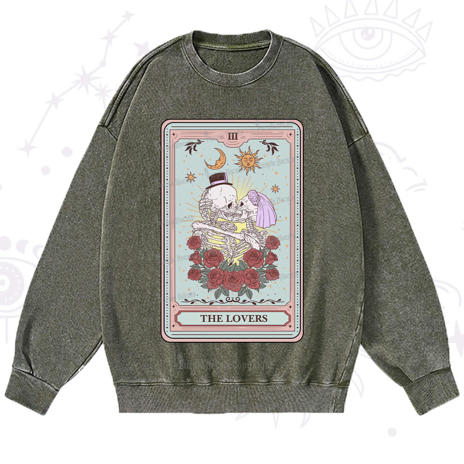 Purplehecate The Lovers Tarot Washed Sweatshirt