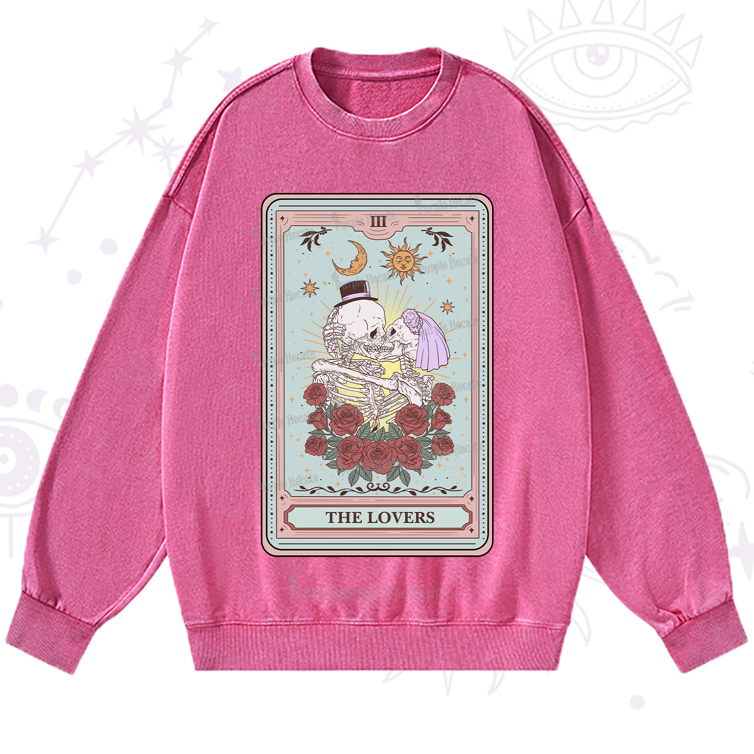 Purplehecate The Lovers Tarot Washed Sweatshirt