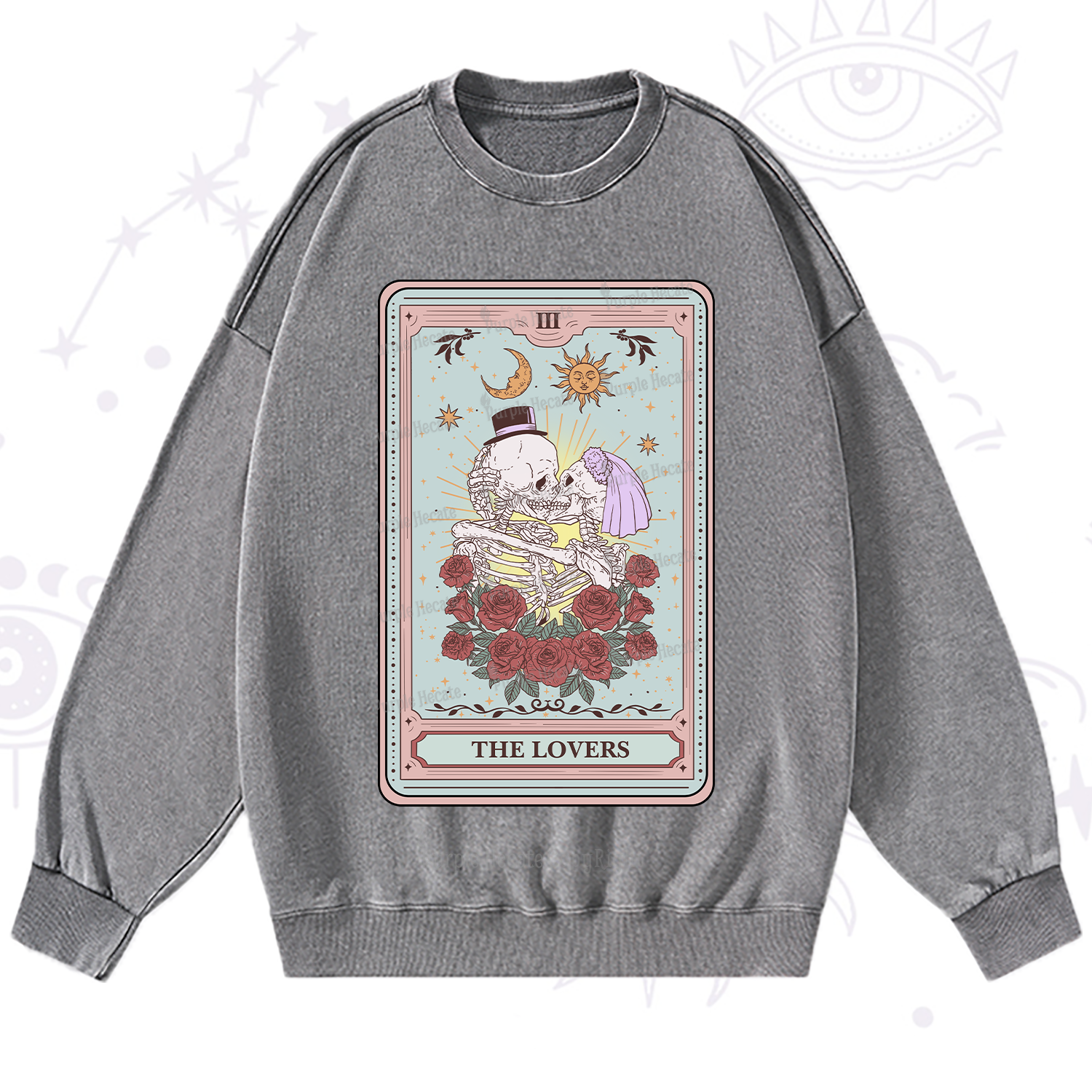 Purplehecate The Lovers Tarot Washed Sweatshirt