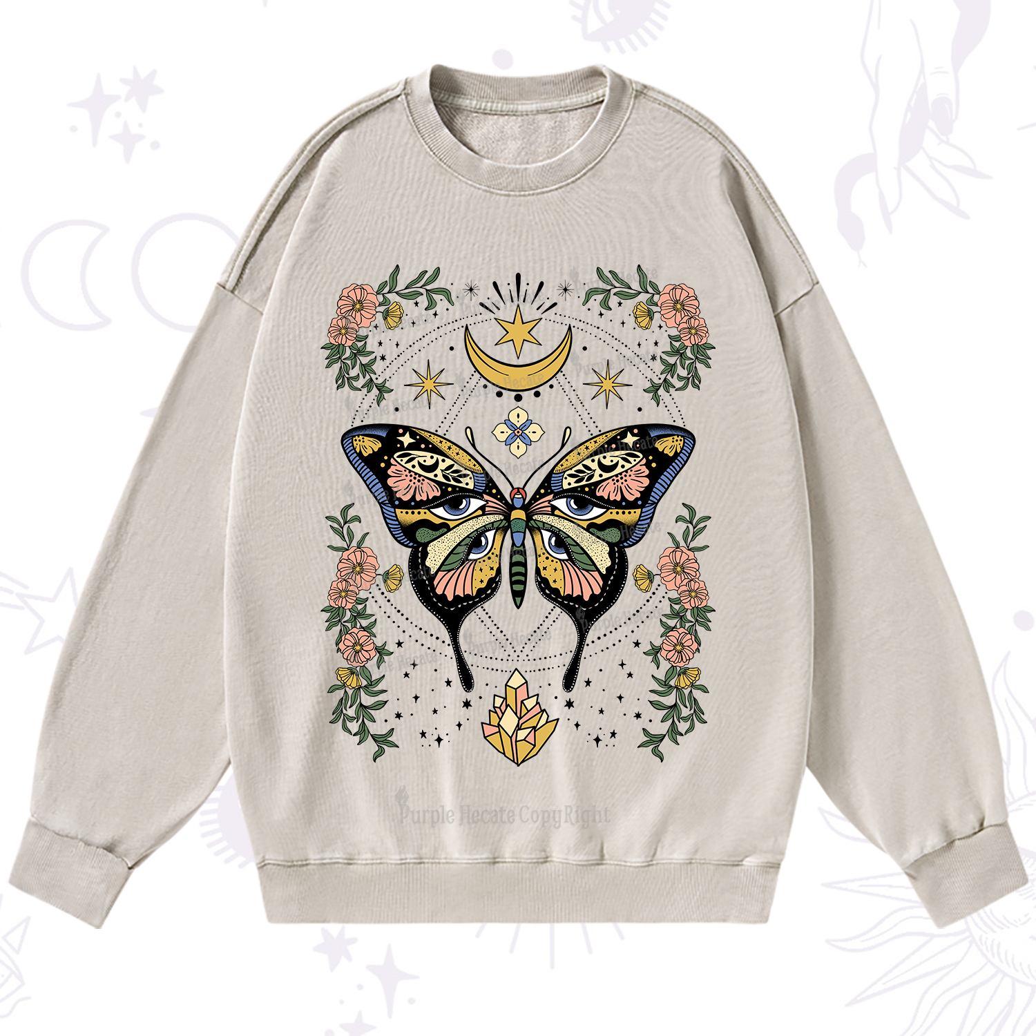 Purplehecate I Am Opening Washed Sweatshirt