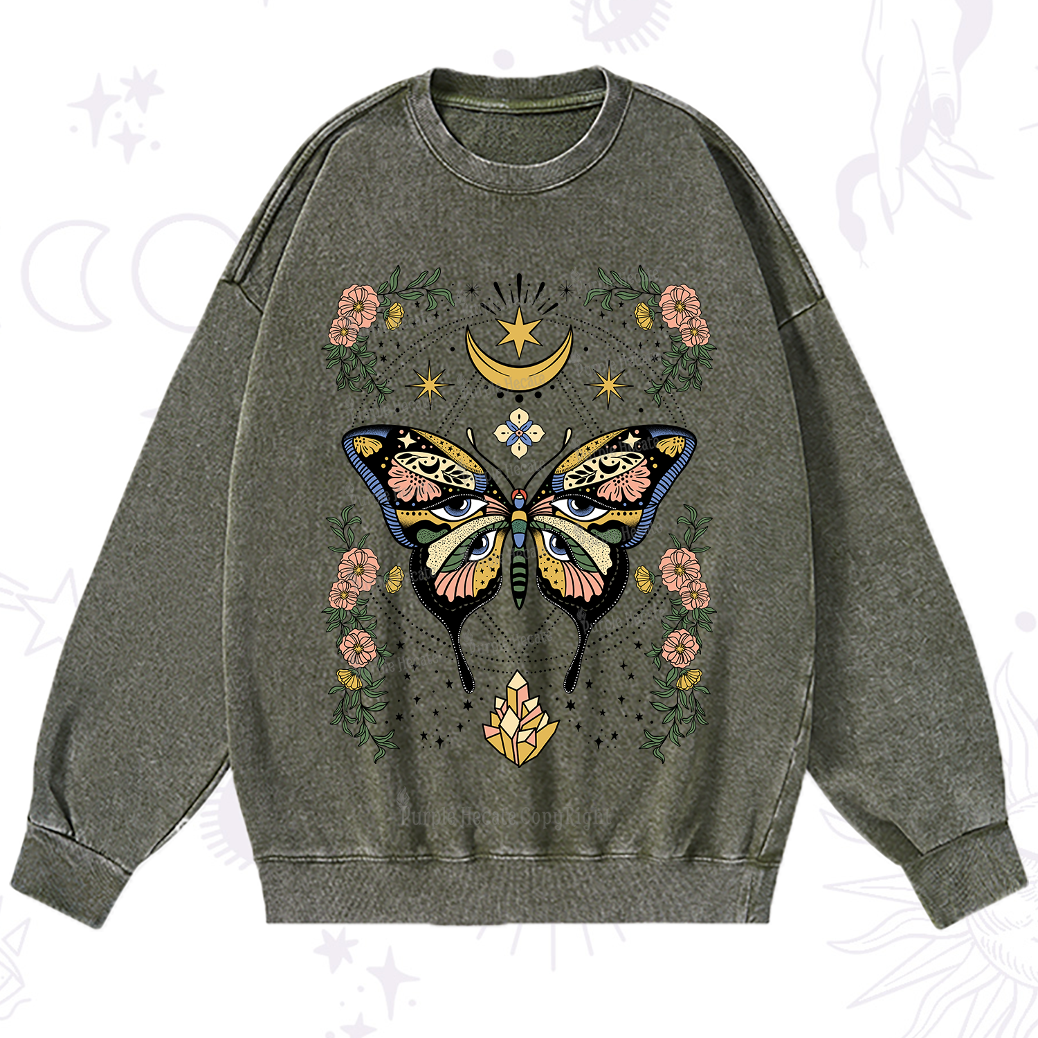 Purplehecate I Am Opening Washed Sweatshirt