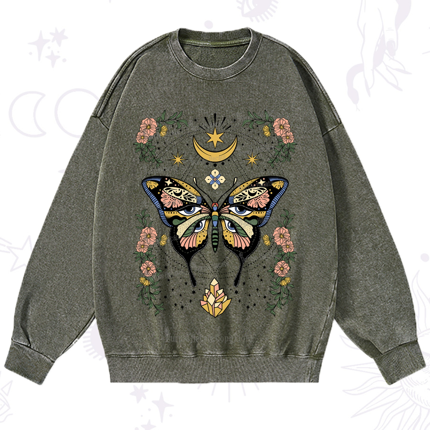 Purplehecate I Am Opening Washed Sweatshirt