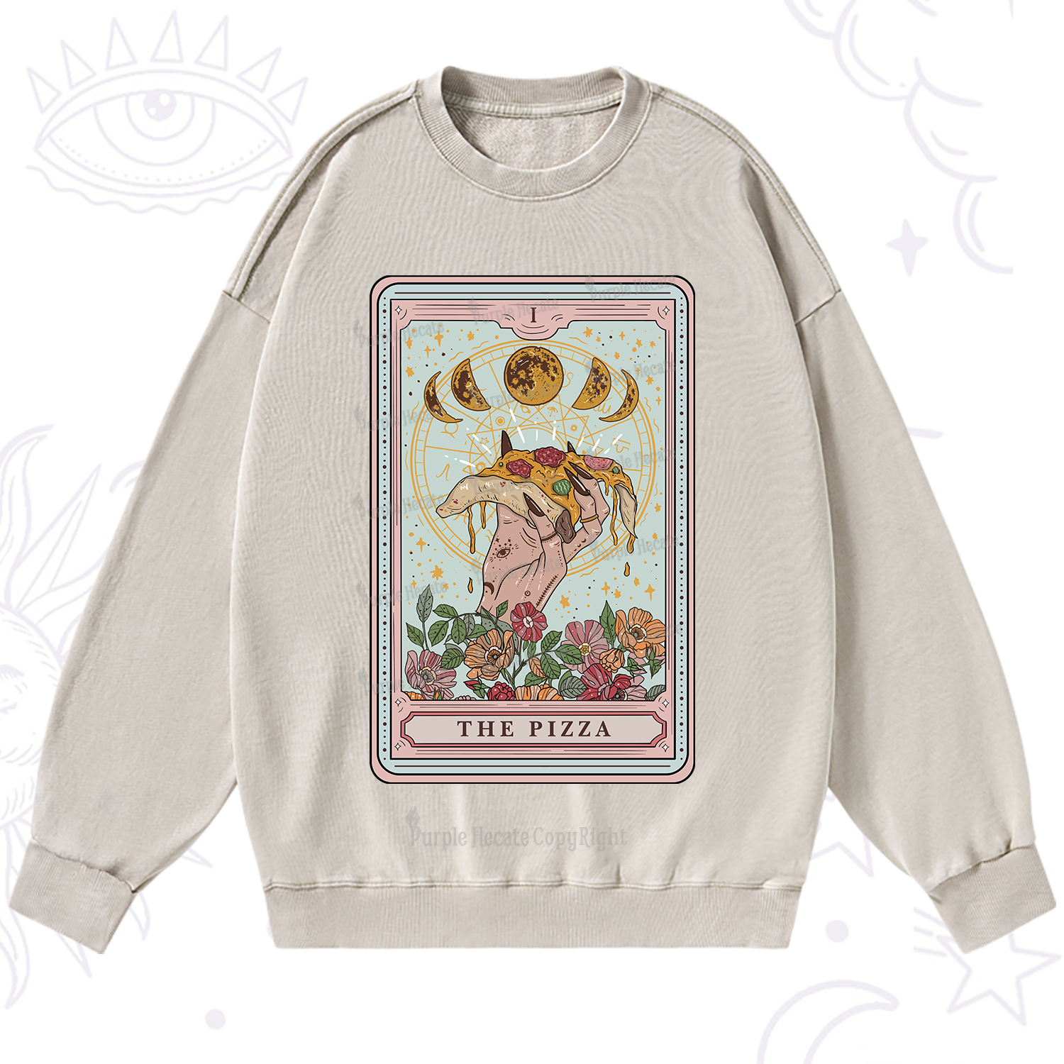 Purplehecate The Pizza Tarot Washed Sweatshirt