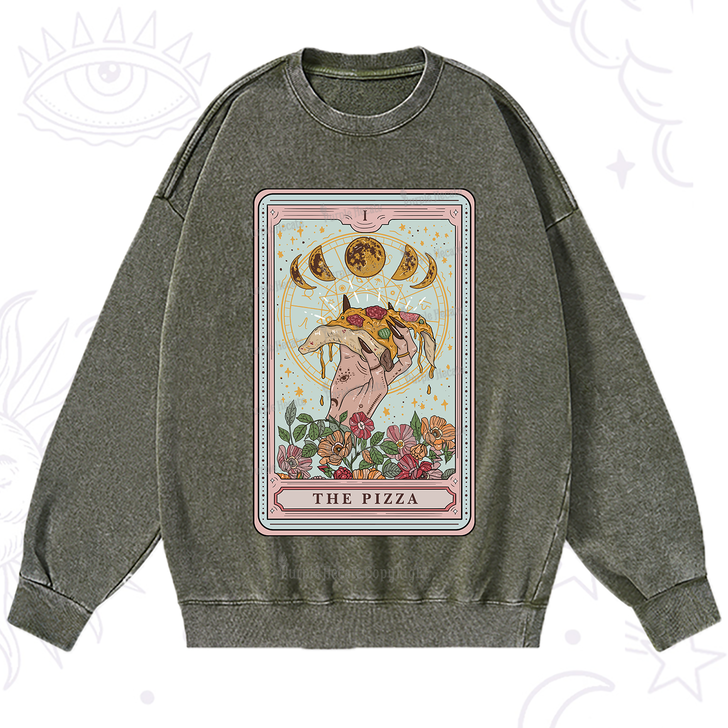 Purplehecate The Pizza Tarot Washed Sweatshirt