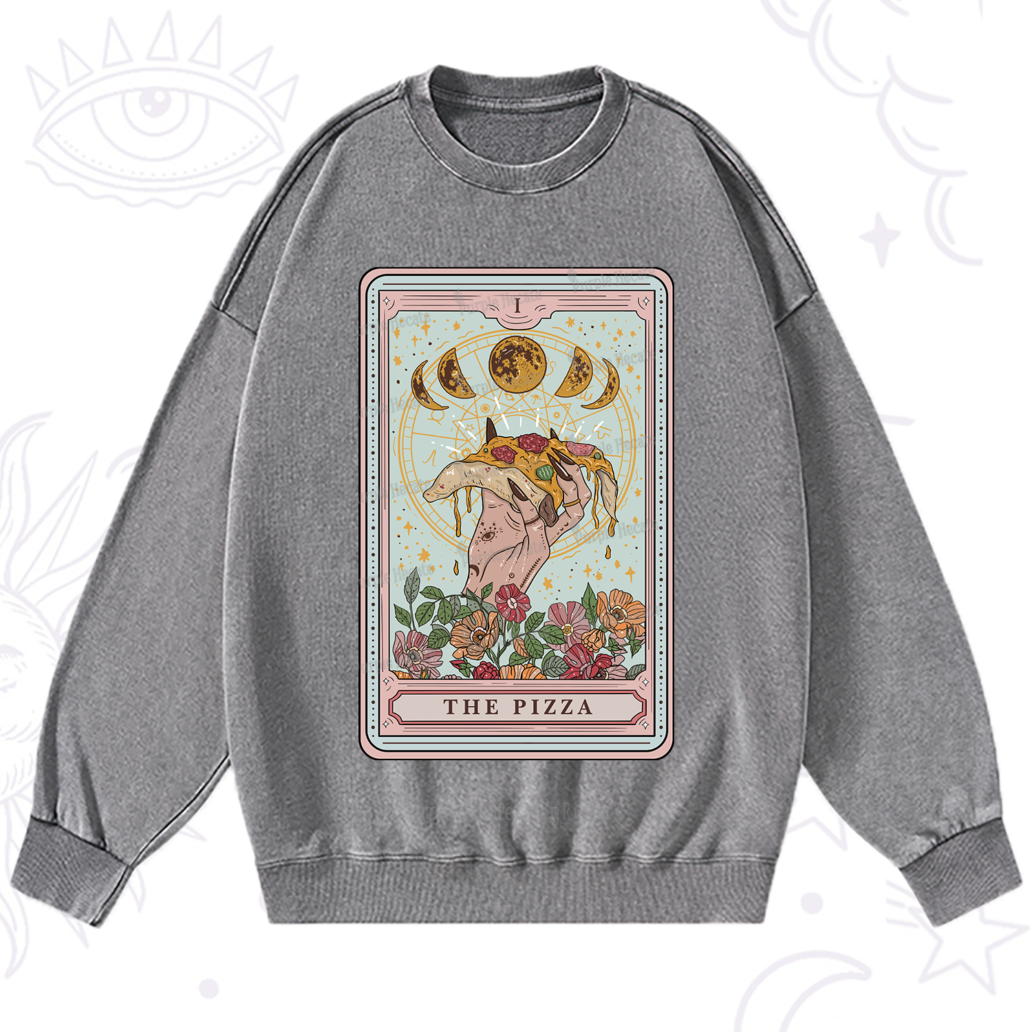 Purplehecate The Pizza Tarot Washed Sweatshirt