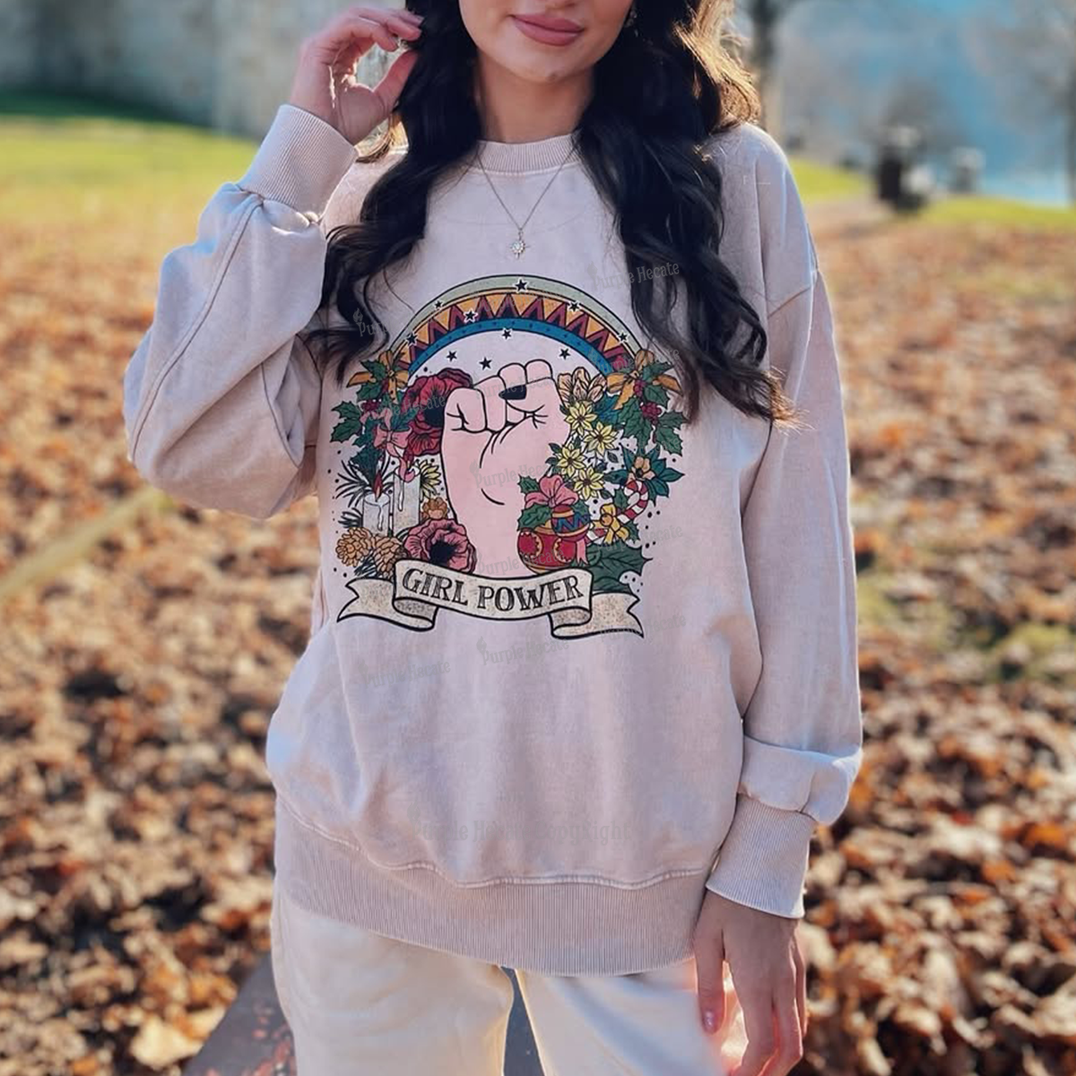 Purplehecate Girl Power Washed Sweatshirt