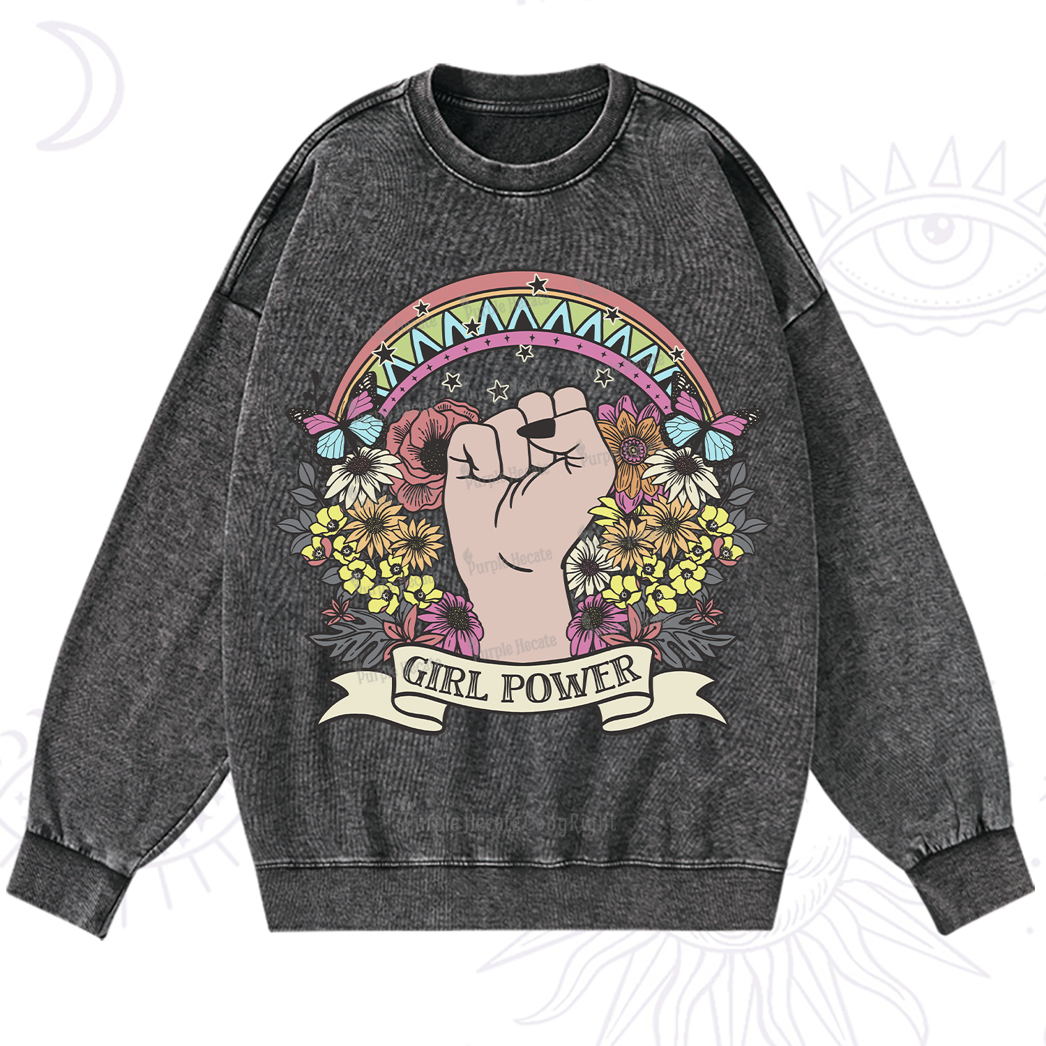 Purplehecate Girl Power Washed Sweatshirt