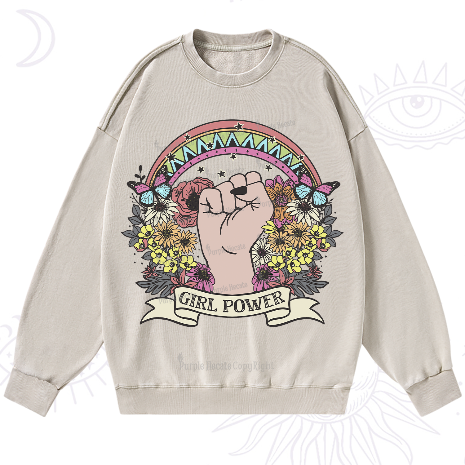 Purplehecate Girl Power Washed Sweatshirt