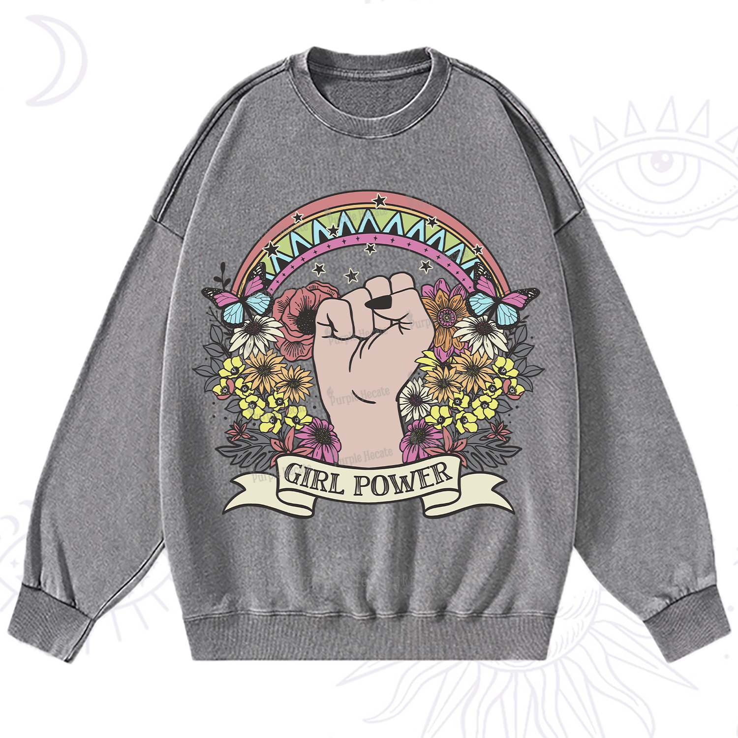 Purplehecate Girl Power Washed Sweatshirt