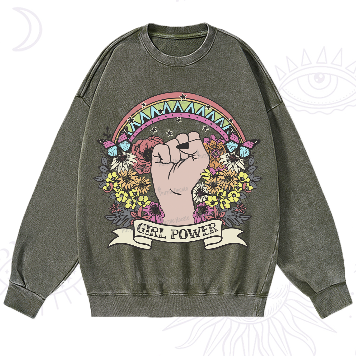 Purplehecate Girl Power Washed Sweatshirt
