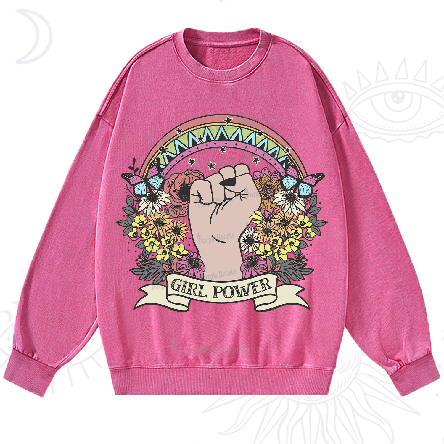 Purplehecate Girl Power Washed Sweatshirt