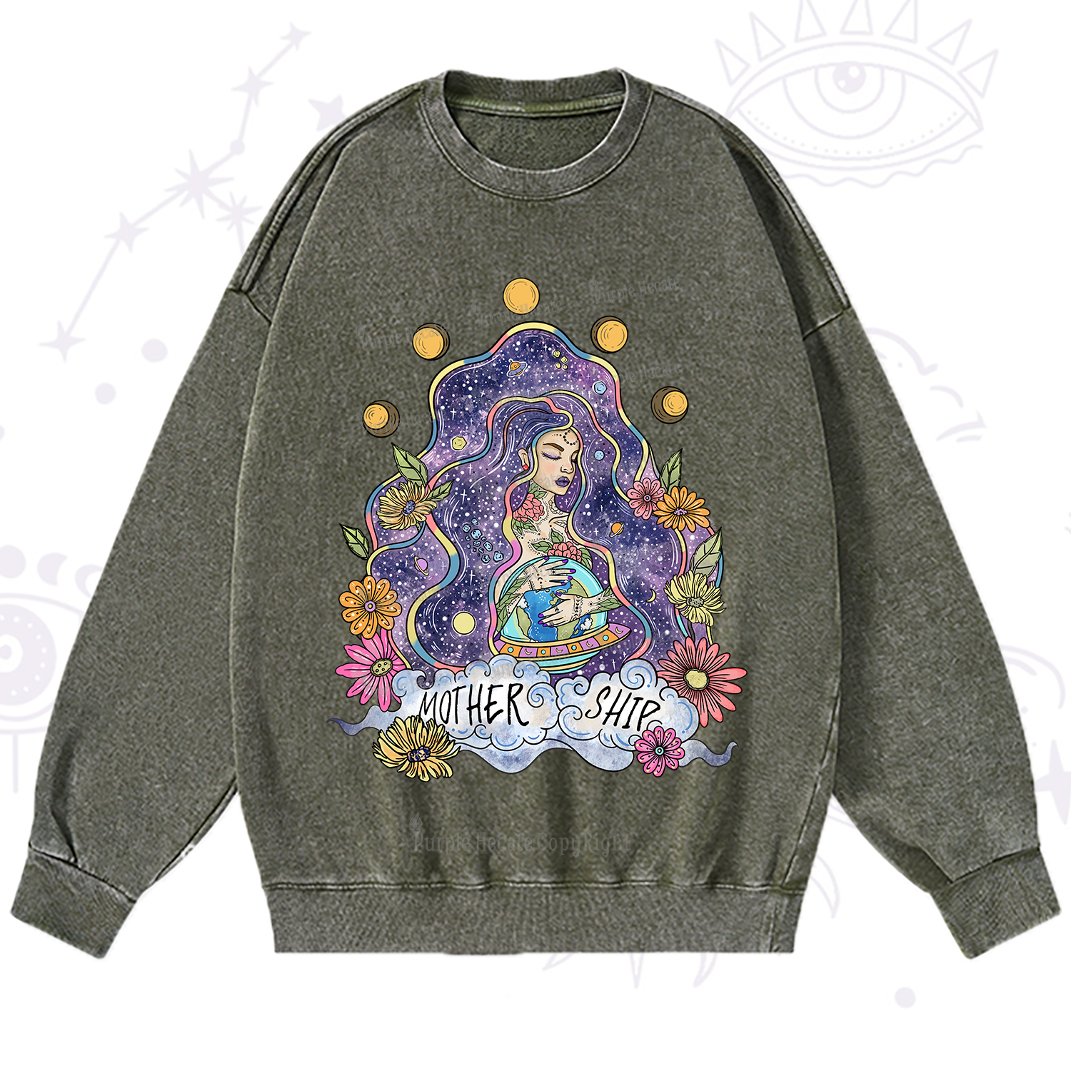 Purplehecate Mother Ship Washed Sweatshirt