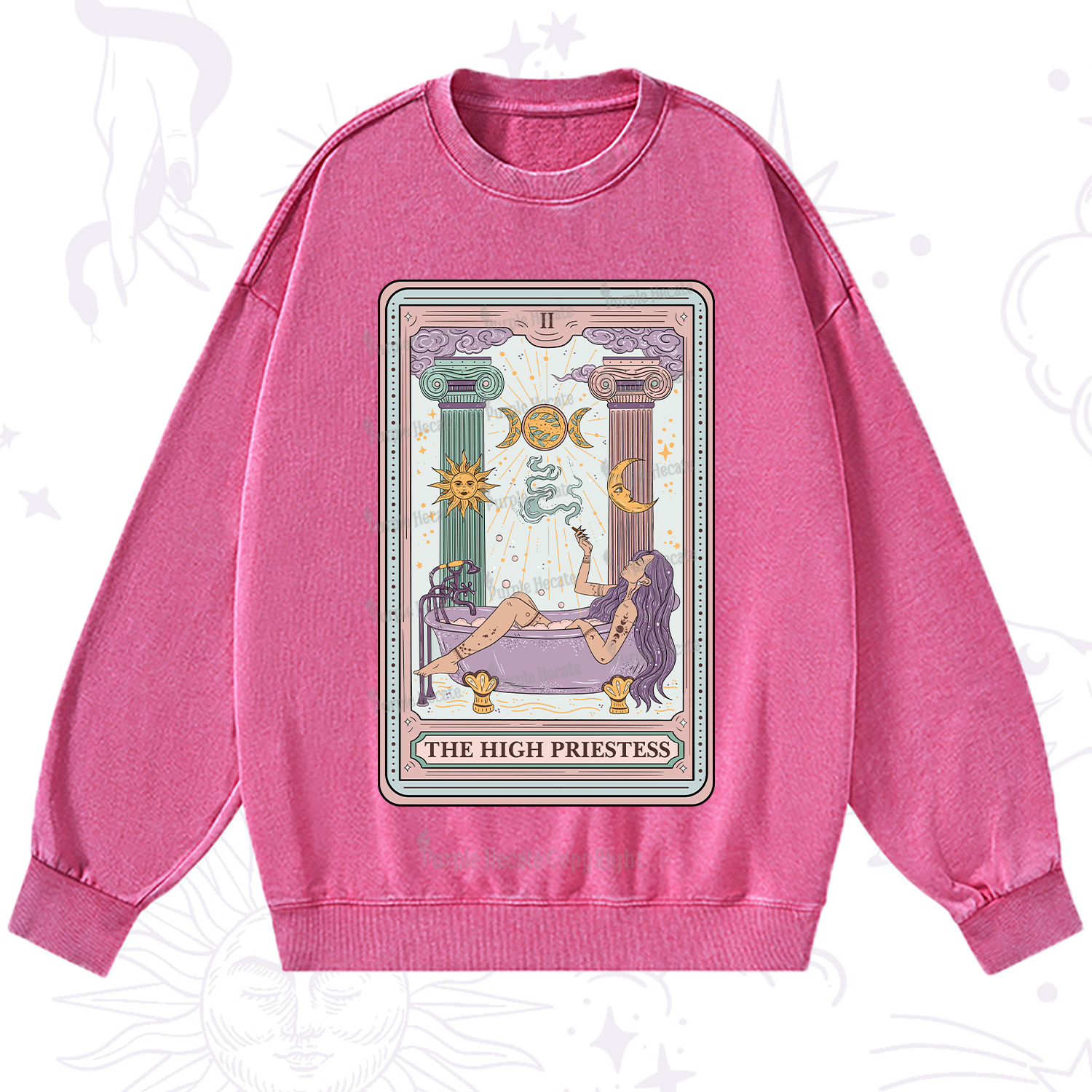 Purplehecate The High Priestess Tarot Washed Sweatshirt