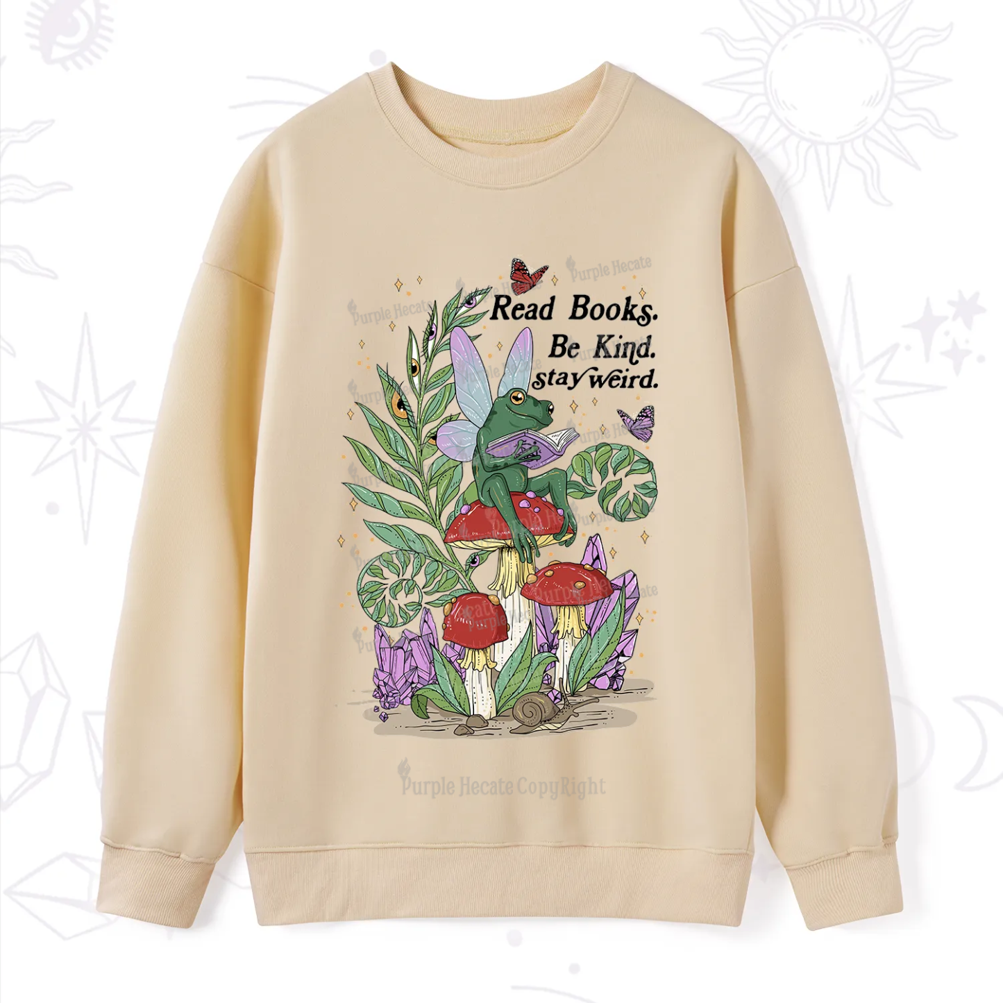 Purplehecate Read Books Be Kind Stay Weird Sweatshirt
