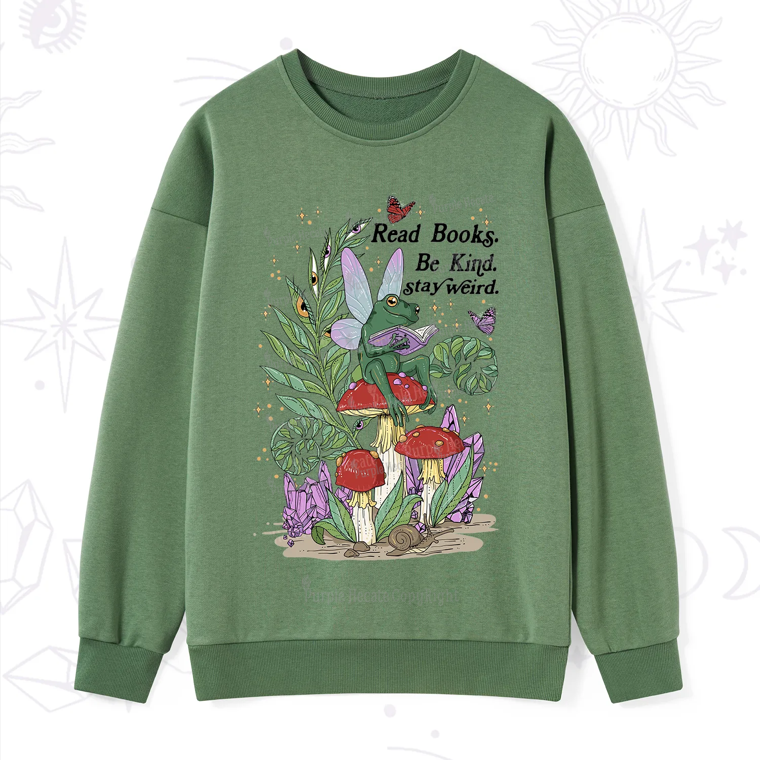 Purplehecate Read Books Be Kind Stay Weird Sweatshirt
