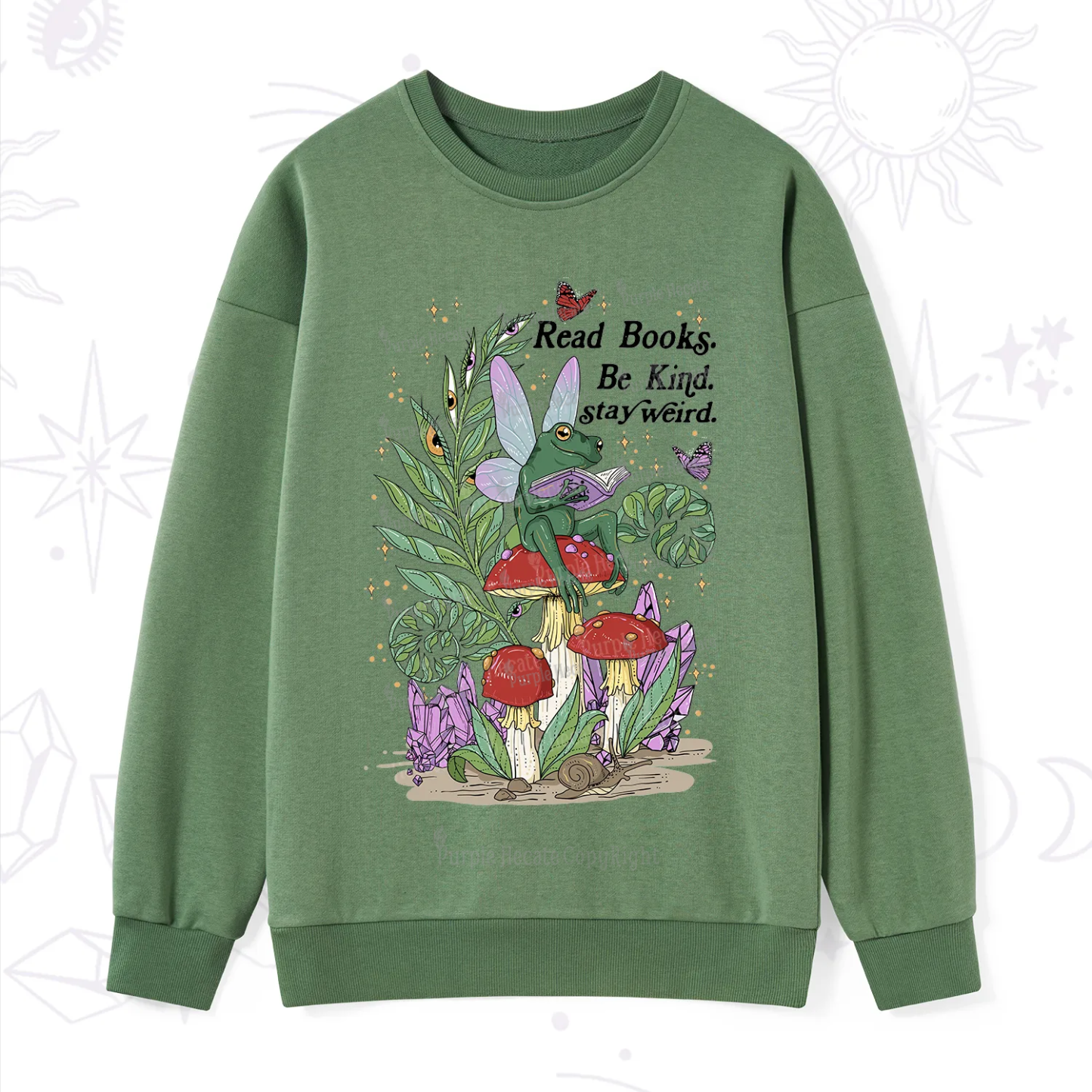 Purplehecate Read Books Be Kind Stay Weird Sweatshirt