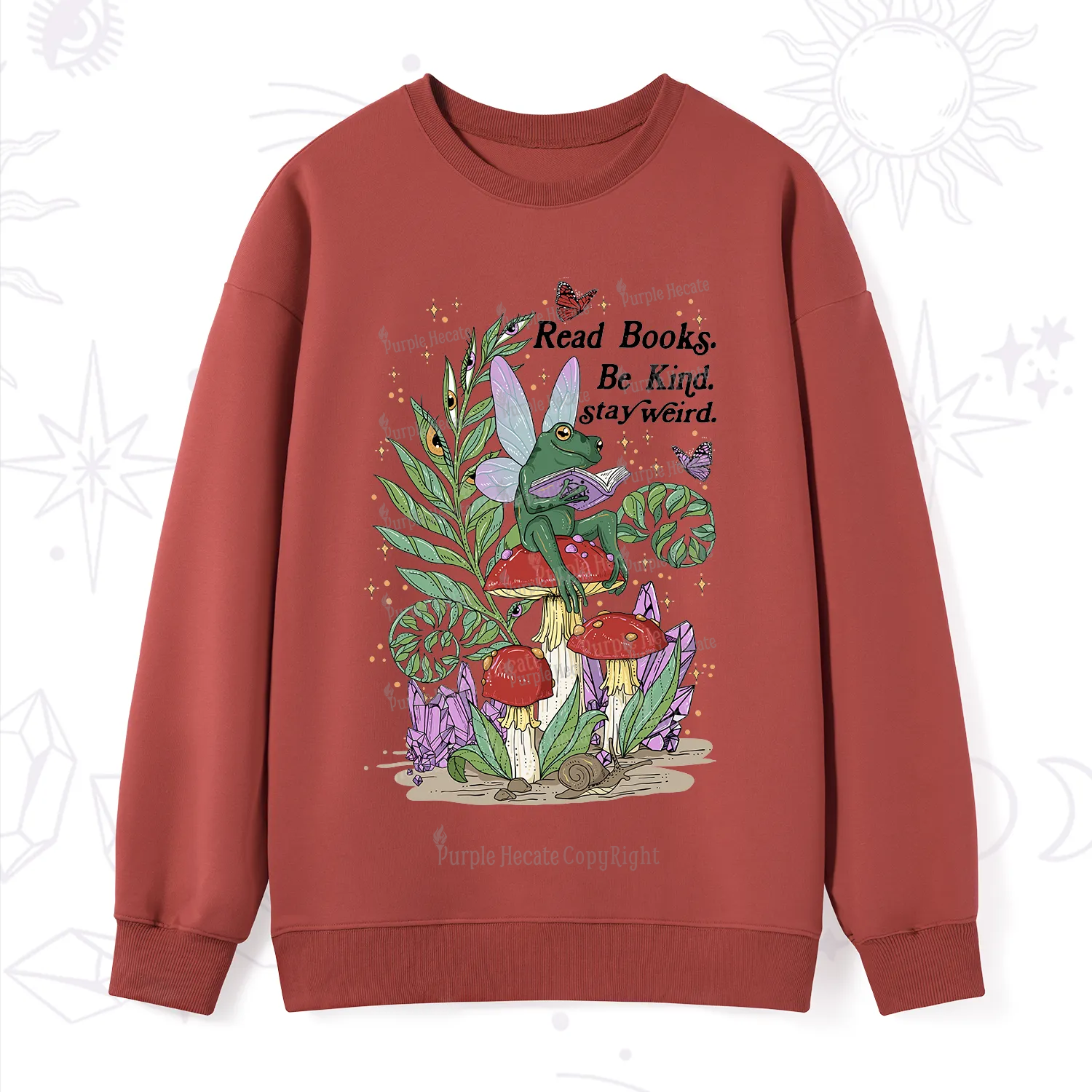 Purplehecate Read Books Be Kind Stay Weird Sweatshirt