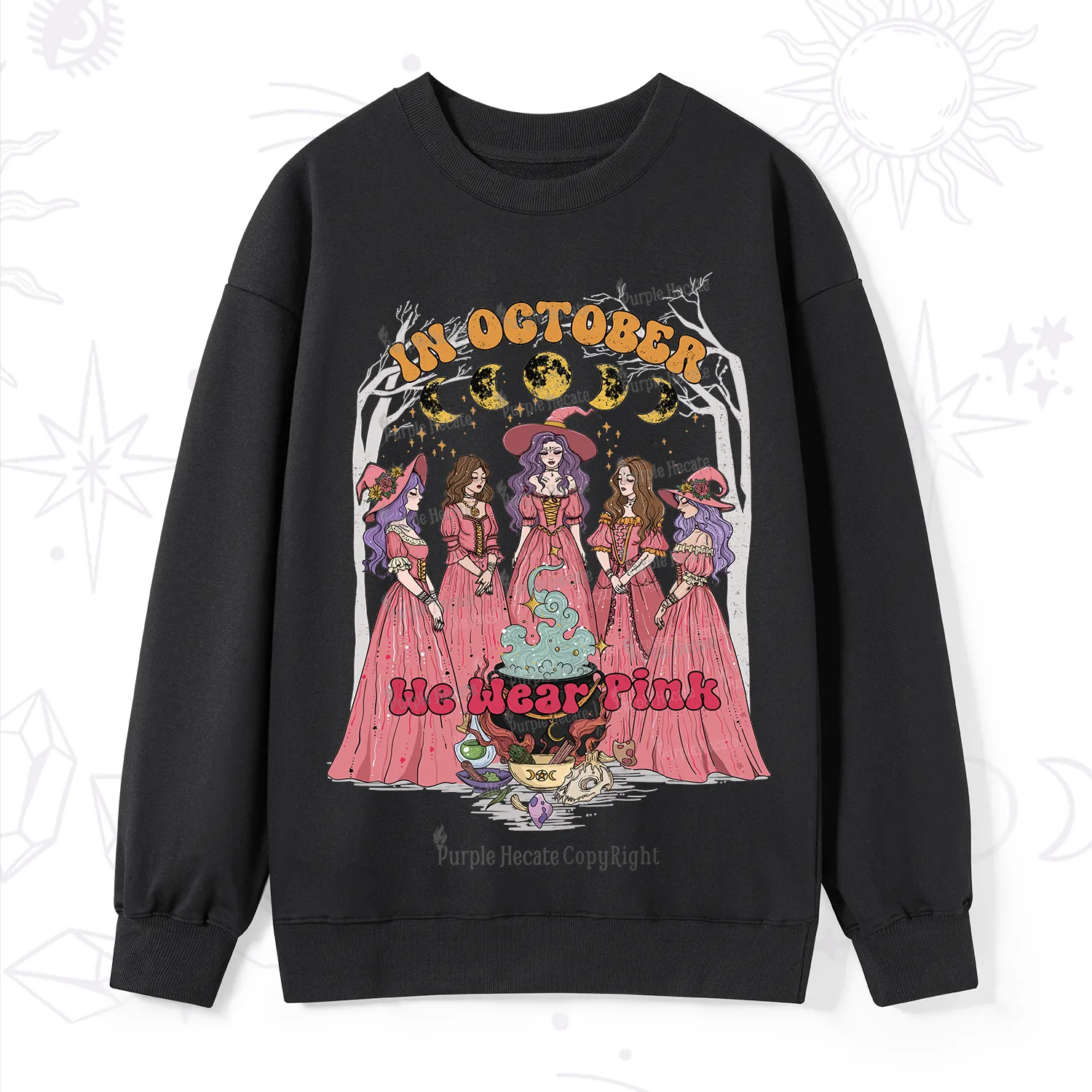 Purplehecate In October We Wear Pink Halloween Sweatshirt