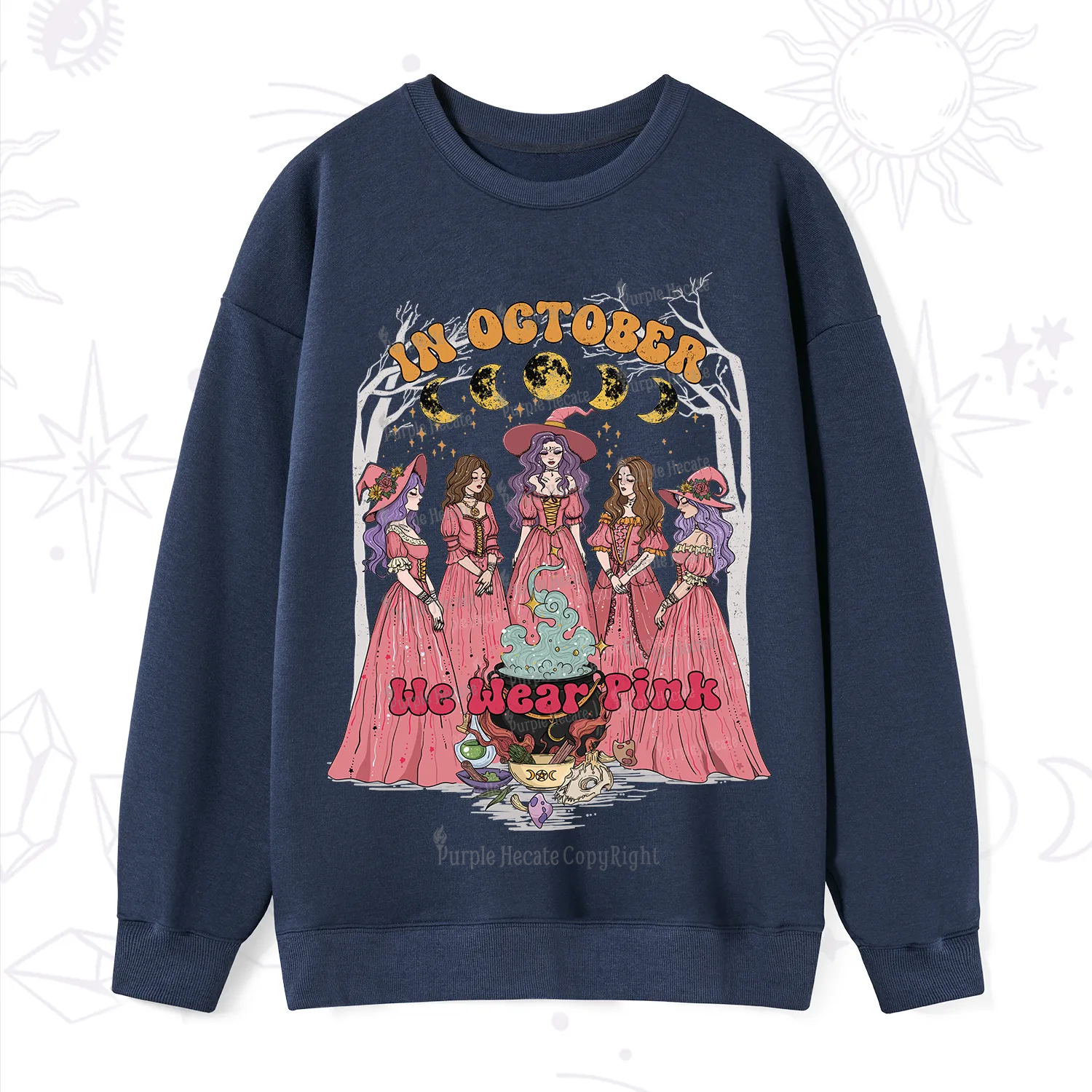 Purplehecate In October We Wear Pink Halloween Sweatshirt