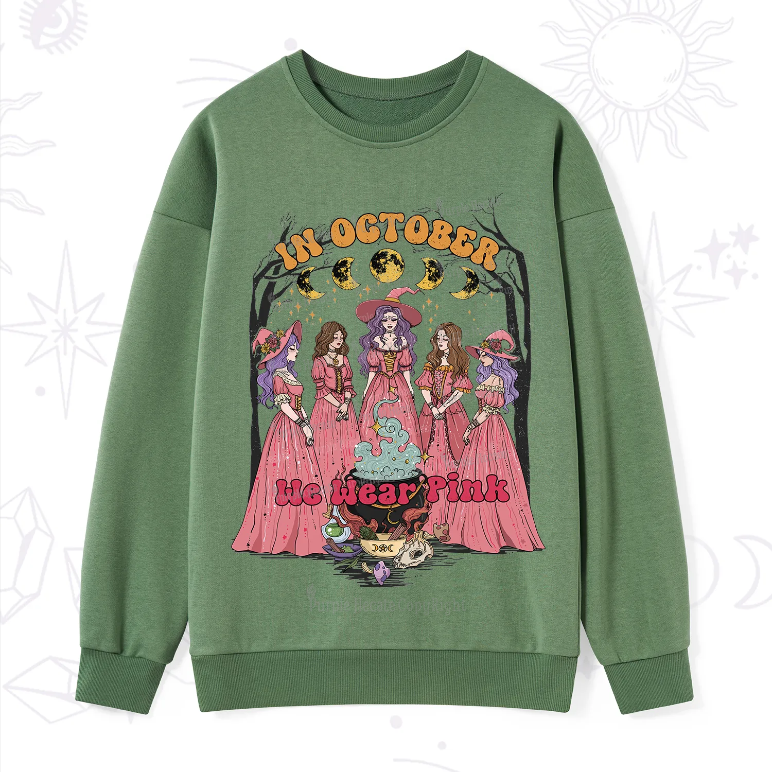 Purplehecate In October We Wear Pink Halloween Sweatshirt