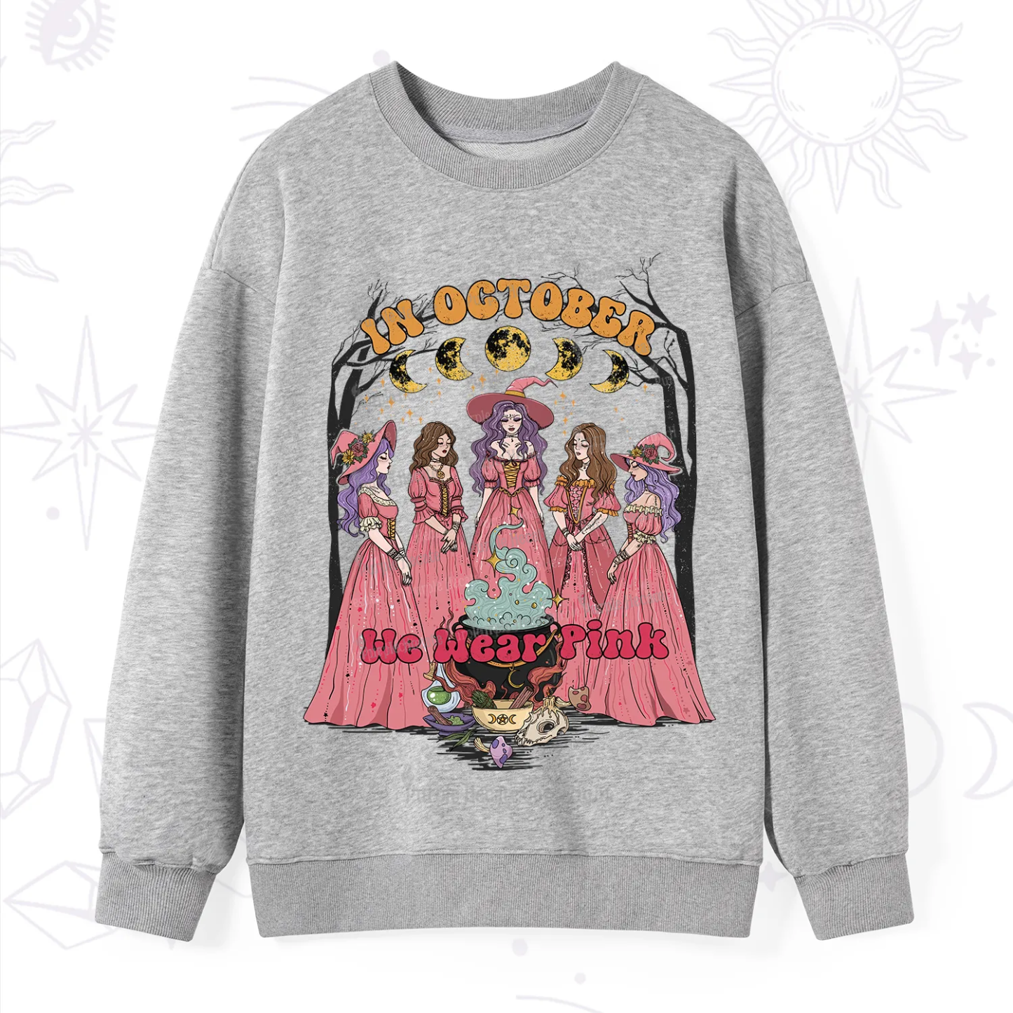 Purplehecate In October We Wear Pink Halloween Sweatshirt