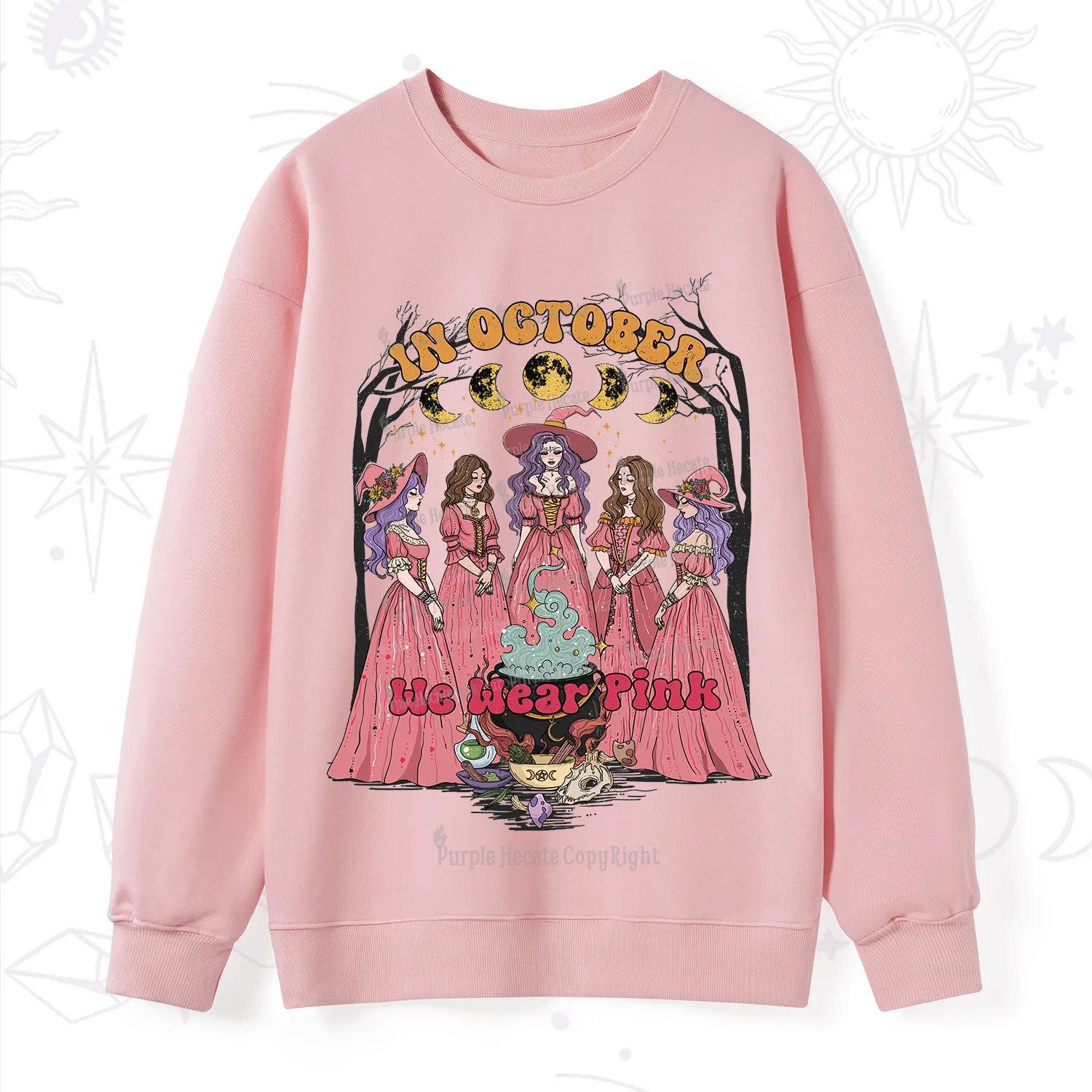Purplehecate In October We Wear Pink Halloween Sweatshirt