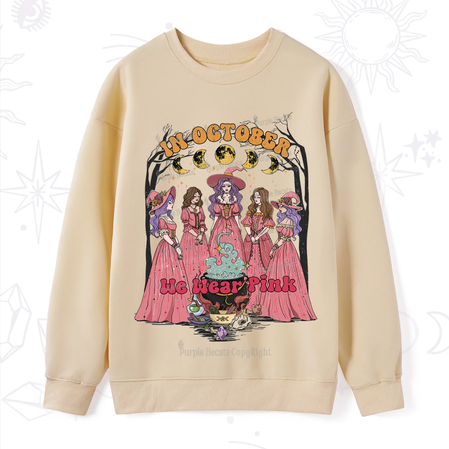 Purplehecate In October We Wear Pink Halloween Sweatshirt
