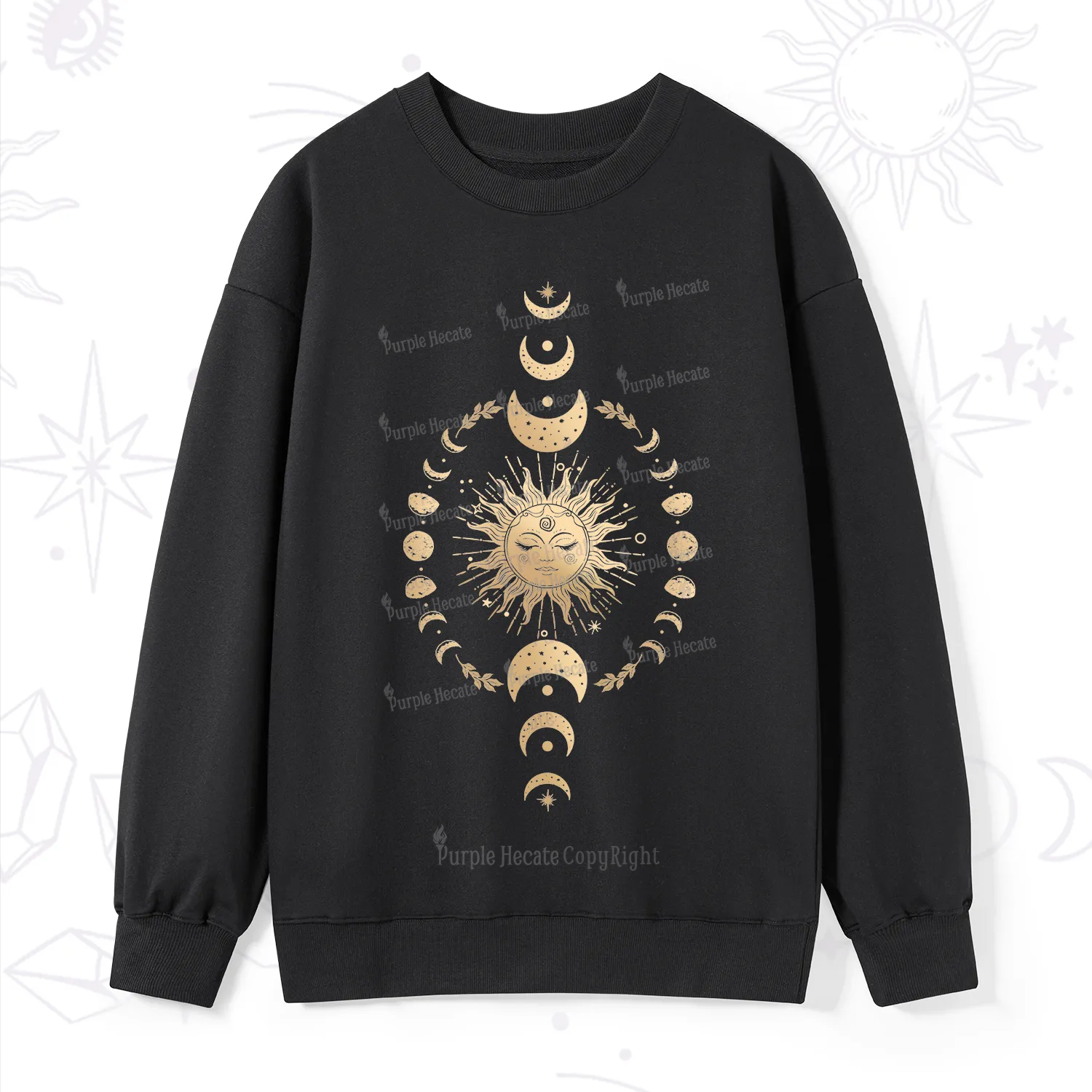 Purplehecate Celestial Sun & Moon Phases Sweatshirt