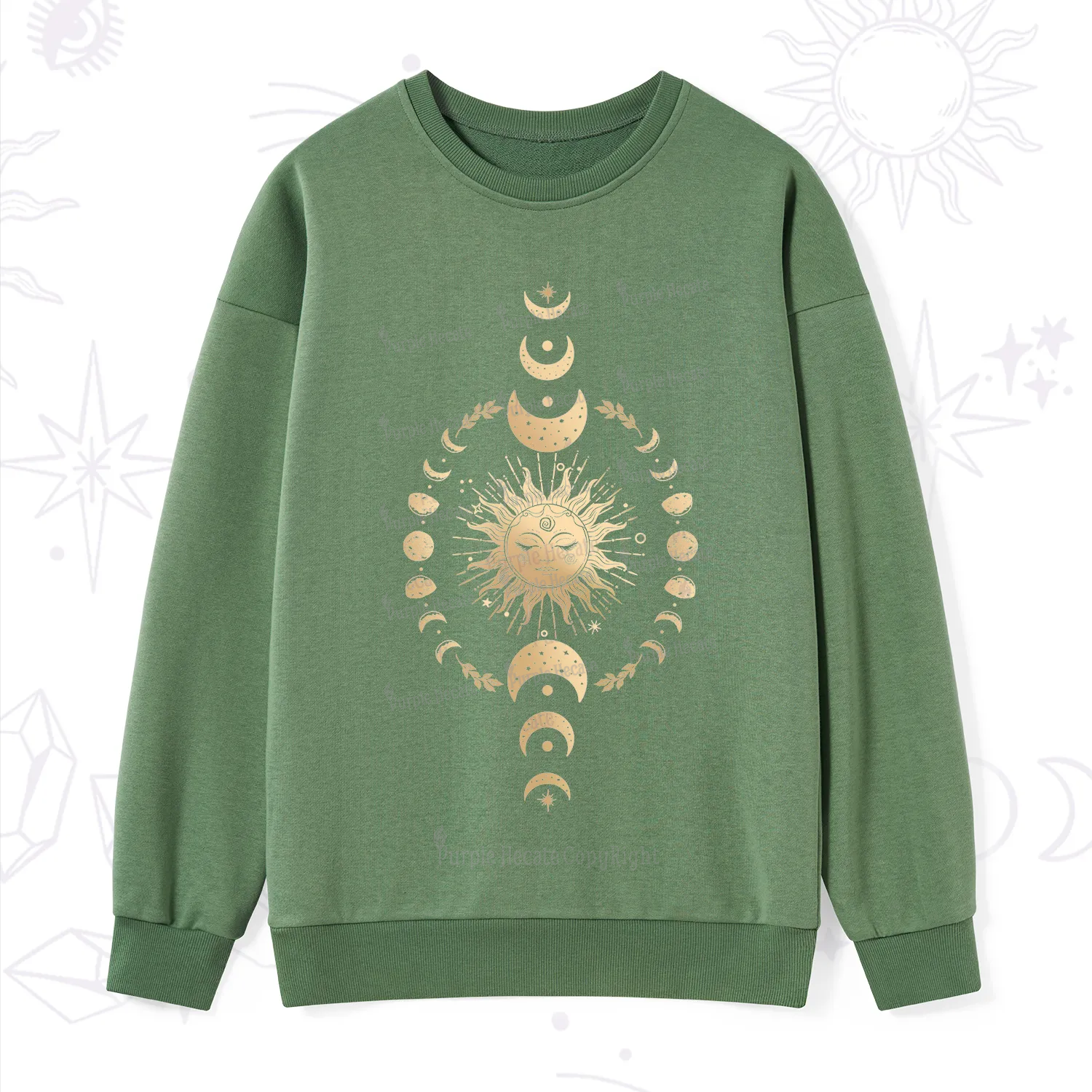 Purplehecate Celestial Sun & Moon Phases Sweatshirt