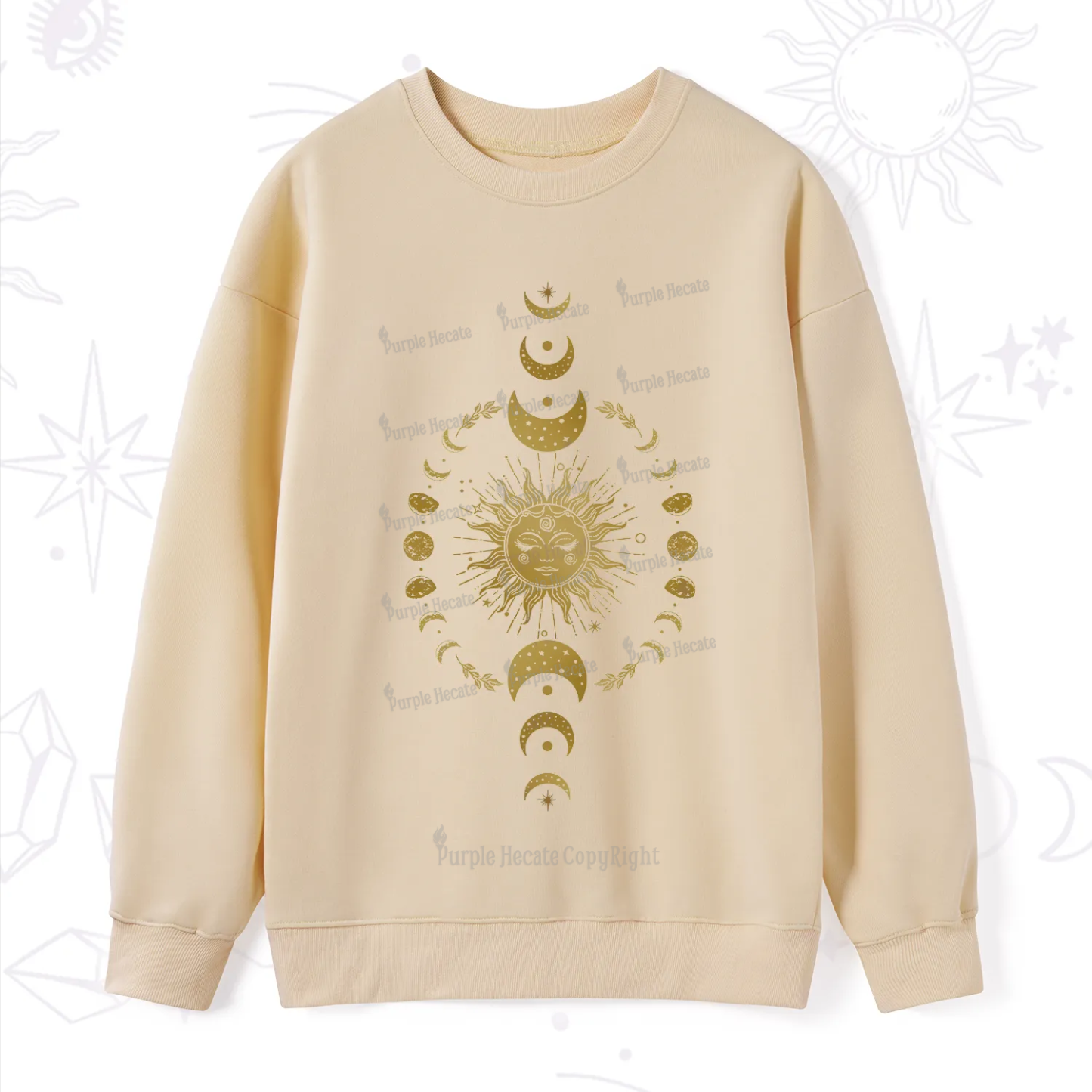 Purplehecate Celestial Sun & Moon Phases Sweatshirt