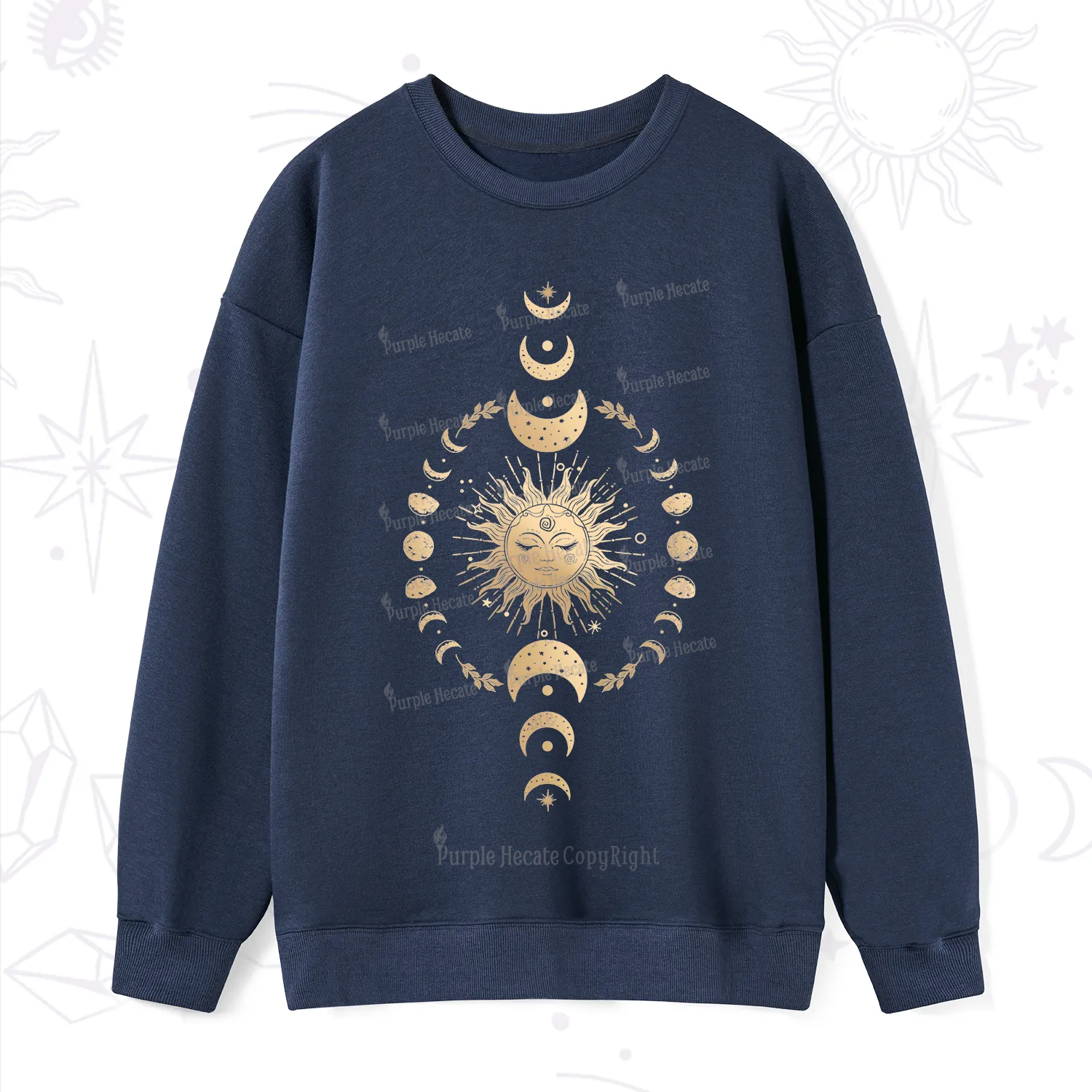 Purplehecate Celestial Sun & Moon Phases Sweatshirt