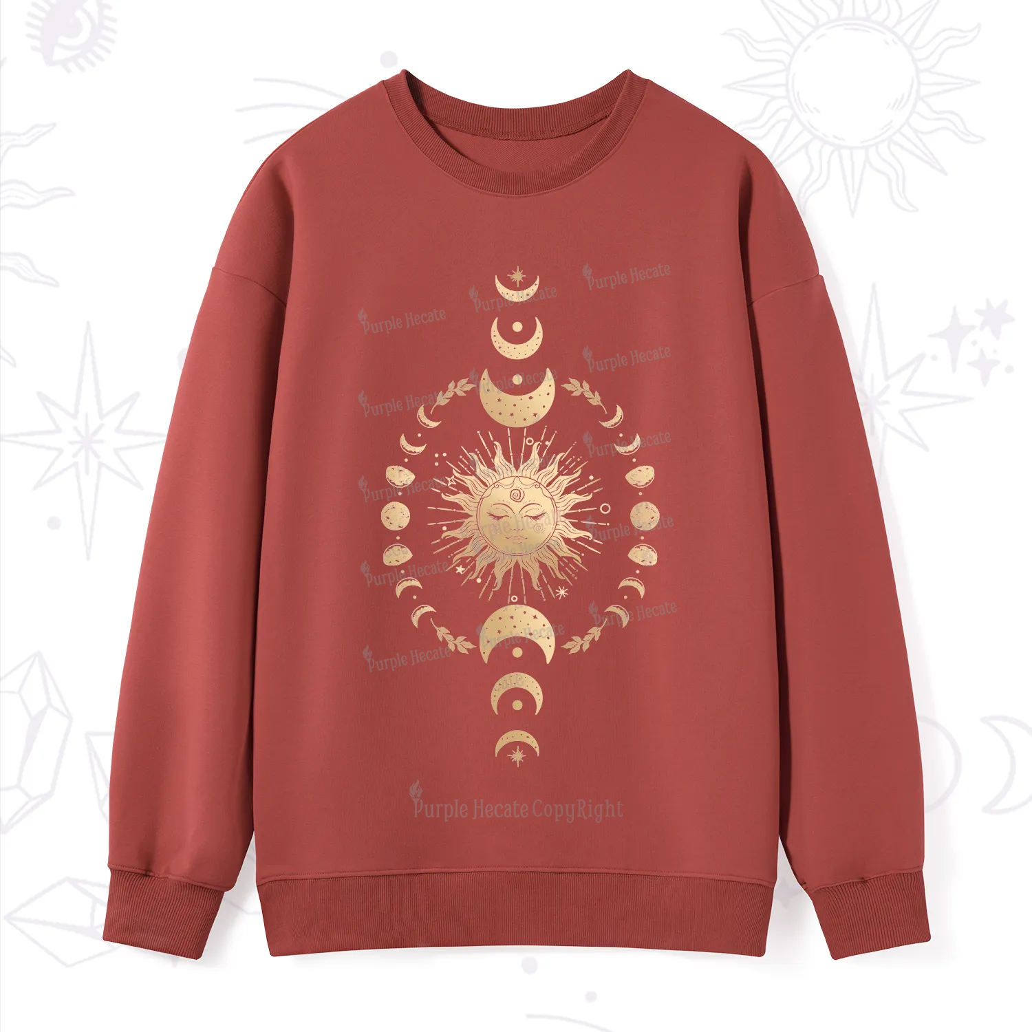 Purplehecate Celestial Sun & Moon Phases Sweatshirt