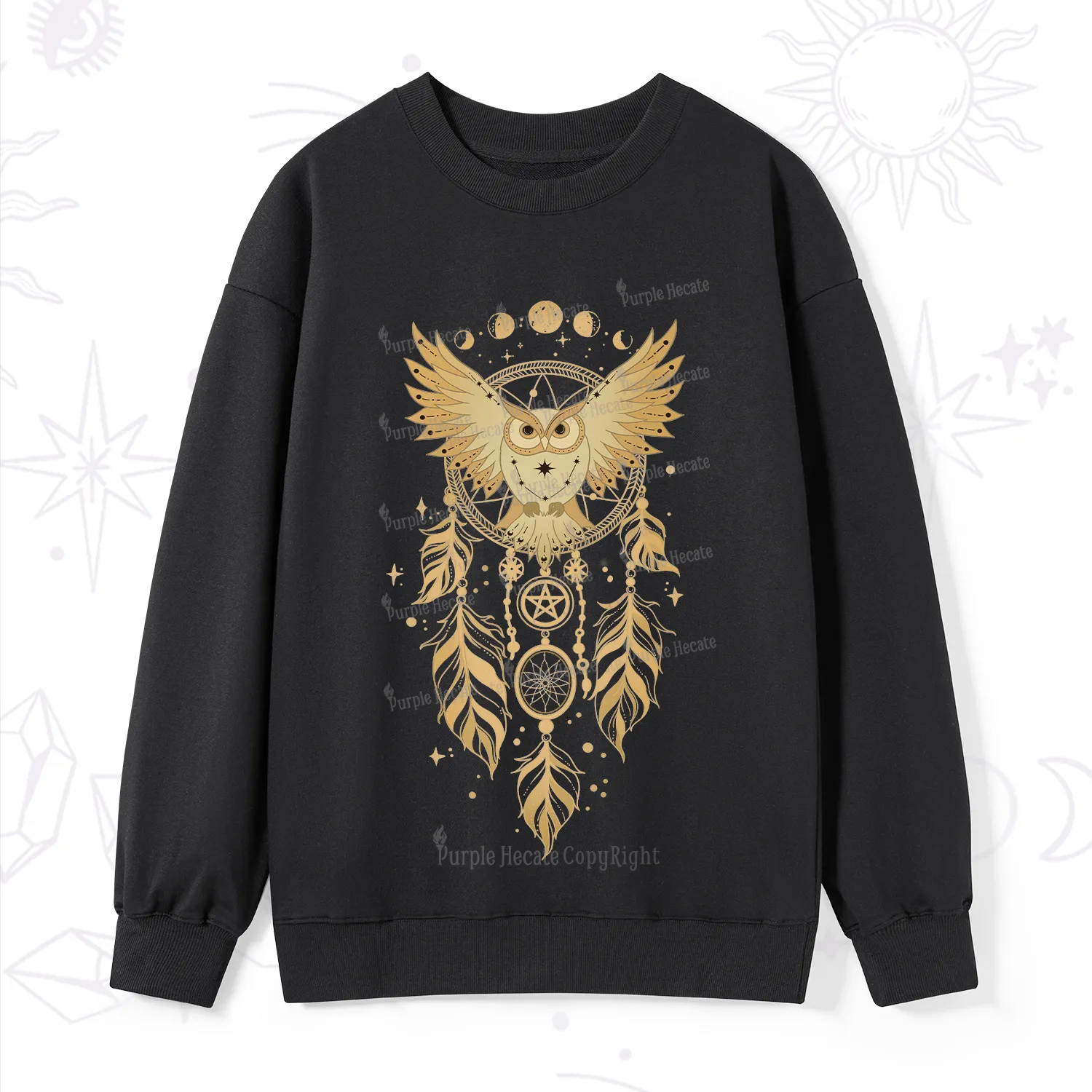 Purplehecate Mystical Owl Dreamcatcher Sweatshirt