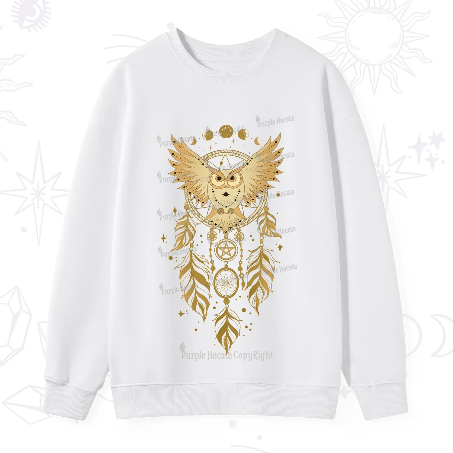 Purplehecate Mystical Owl Dreamcatcher Sweatshirt