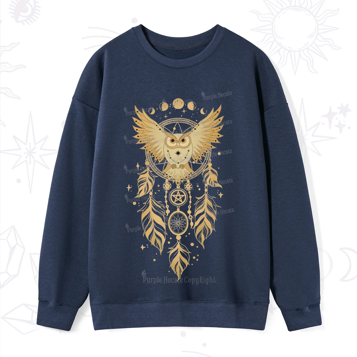 Purplehecate Mystical Owl Dreamcatcher Sweatshirt