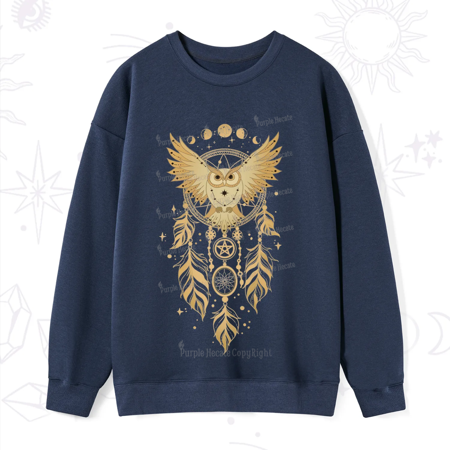 Purplehecate Mystical Owl Dreamcatcher Sweatshirt