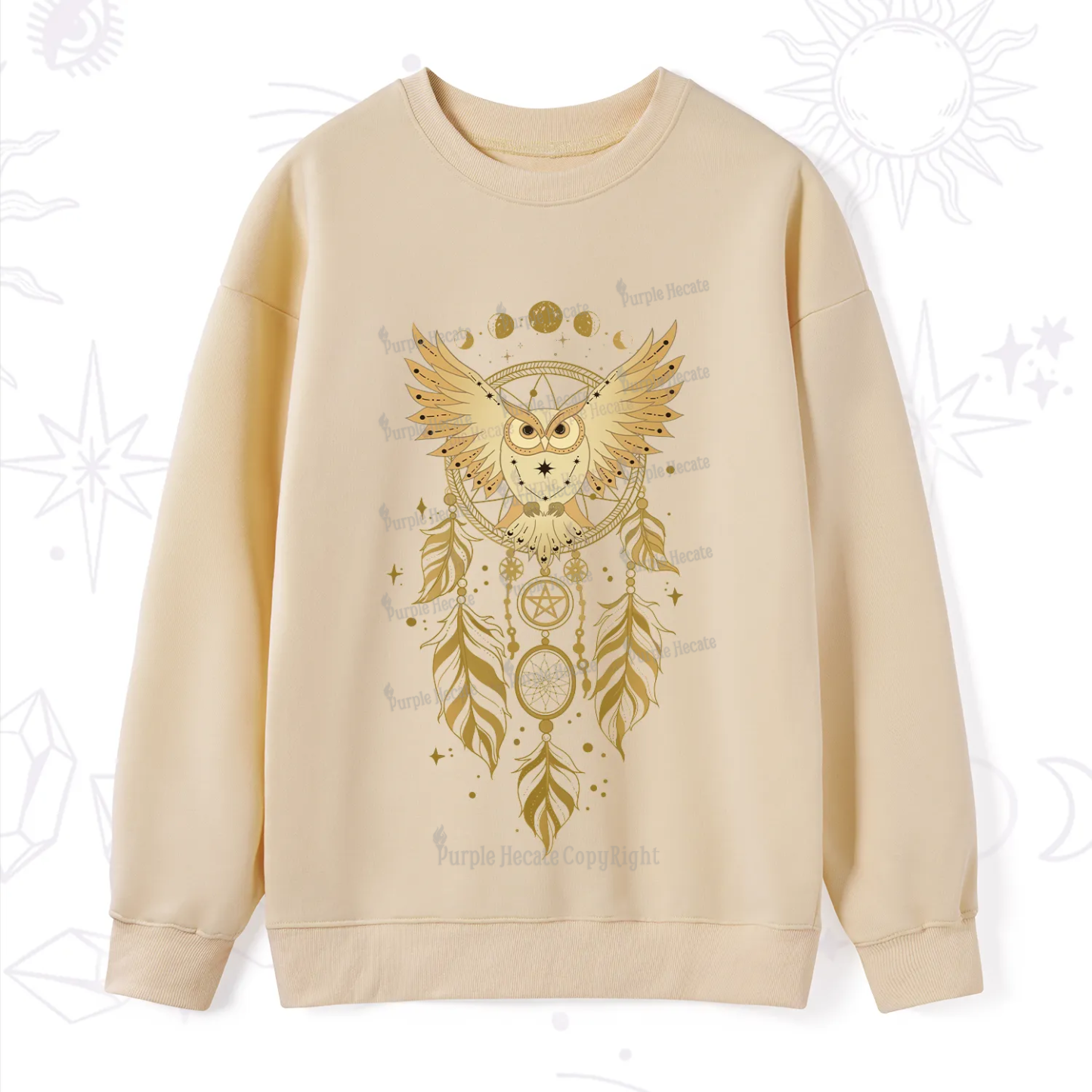 Purplehecate Mystical Owl Dreamcatcher Sweatshirt