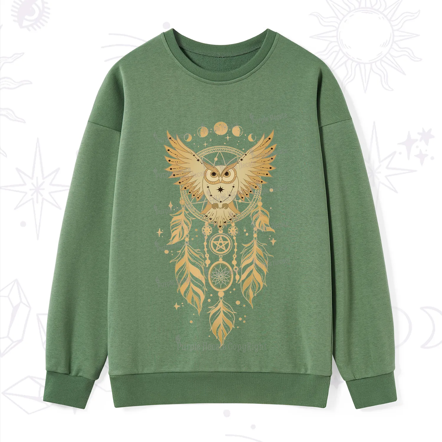 Purplehecate Mystical Owl Dreamcatcher Sweatshirt