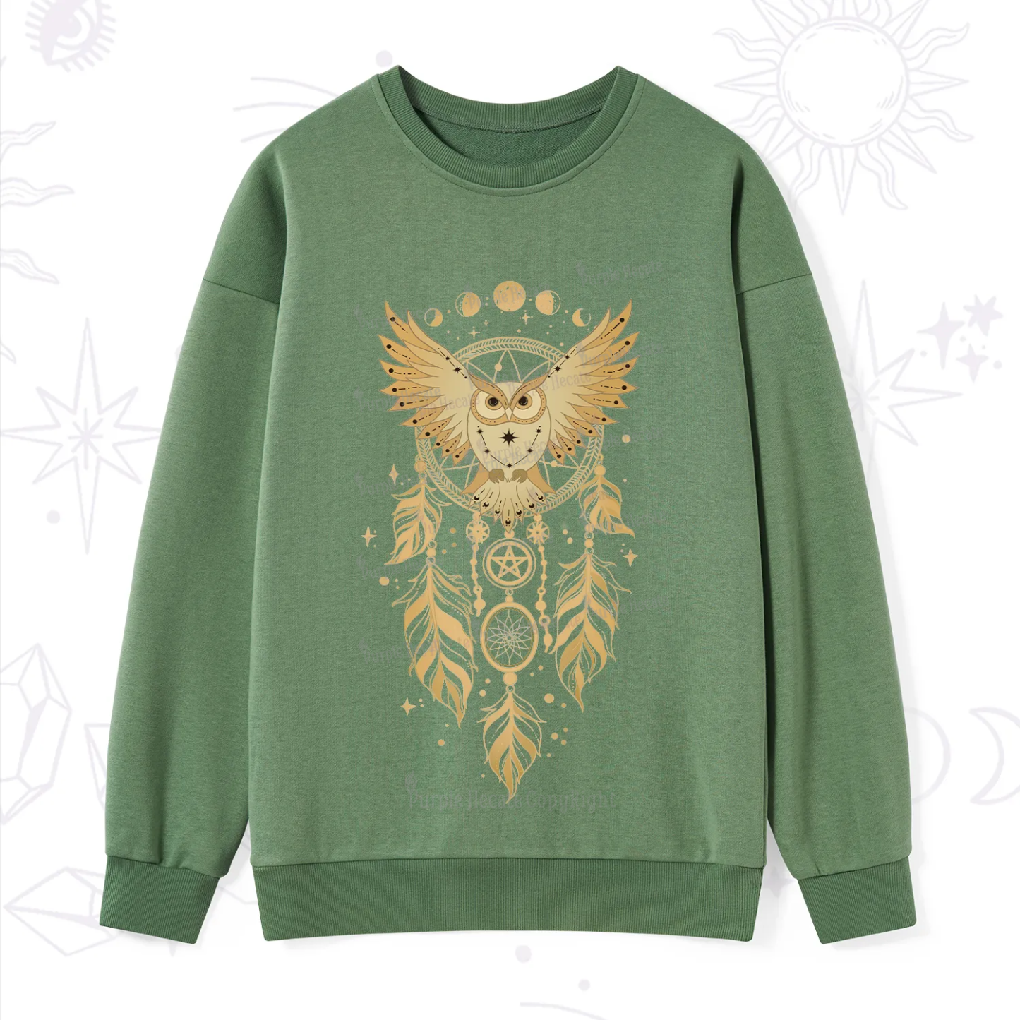 Purplehecate Mystical Owl Dreamcatcher Sweatshirt