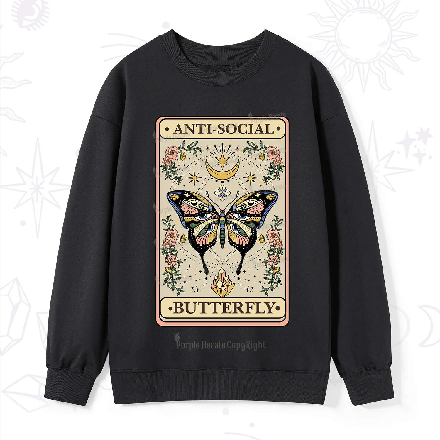 Purplehecate The Anti Social Nutterfly Oracle Card Sweatshirt