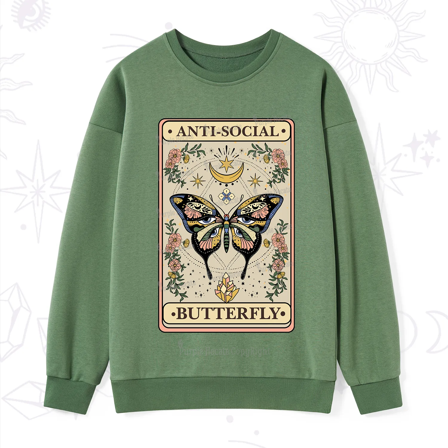 Purplehecate The Anti Social Nutterfly Oracle Card Sweatshirt
