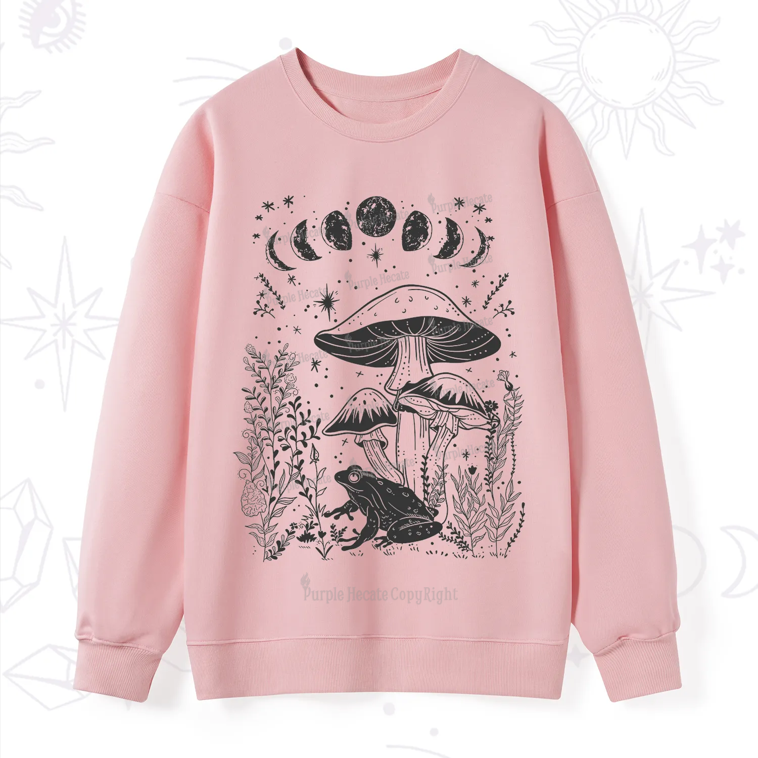 Purplehecate Celestial Frog Mushrooms Sweatshirt